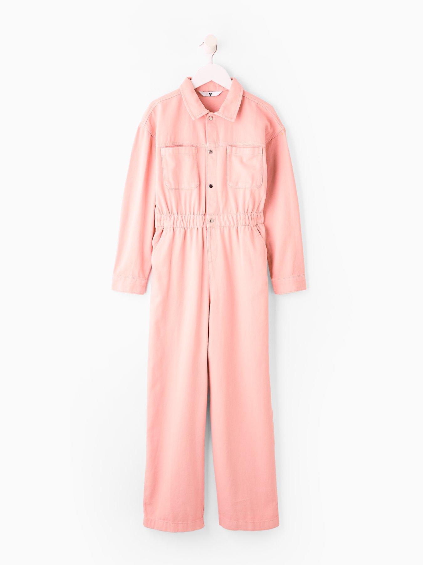 V by Very Girls Cord Button Up Jumpsuit - Pink