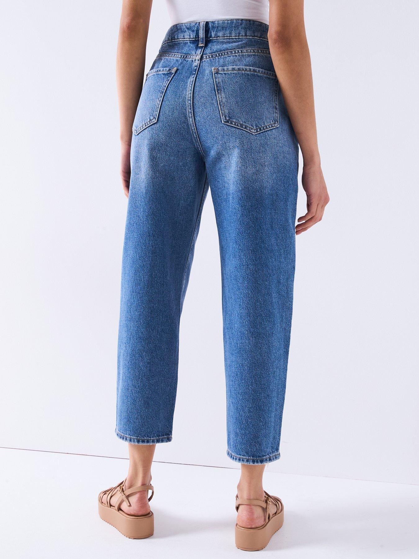 Image 2 of 6 of The Very Collection Cropped Barrel Leg Jeans - Mid Wash