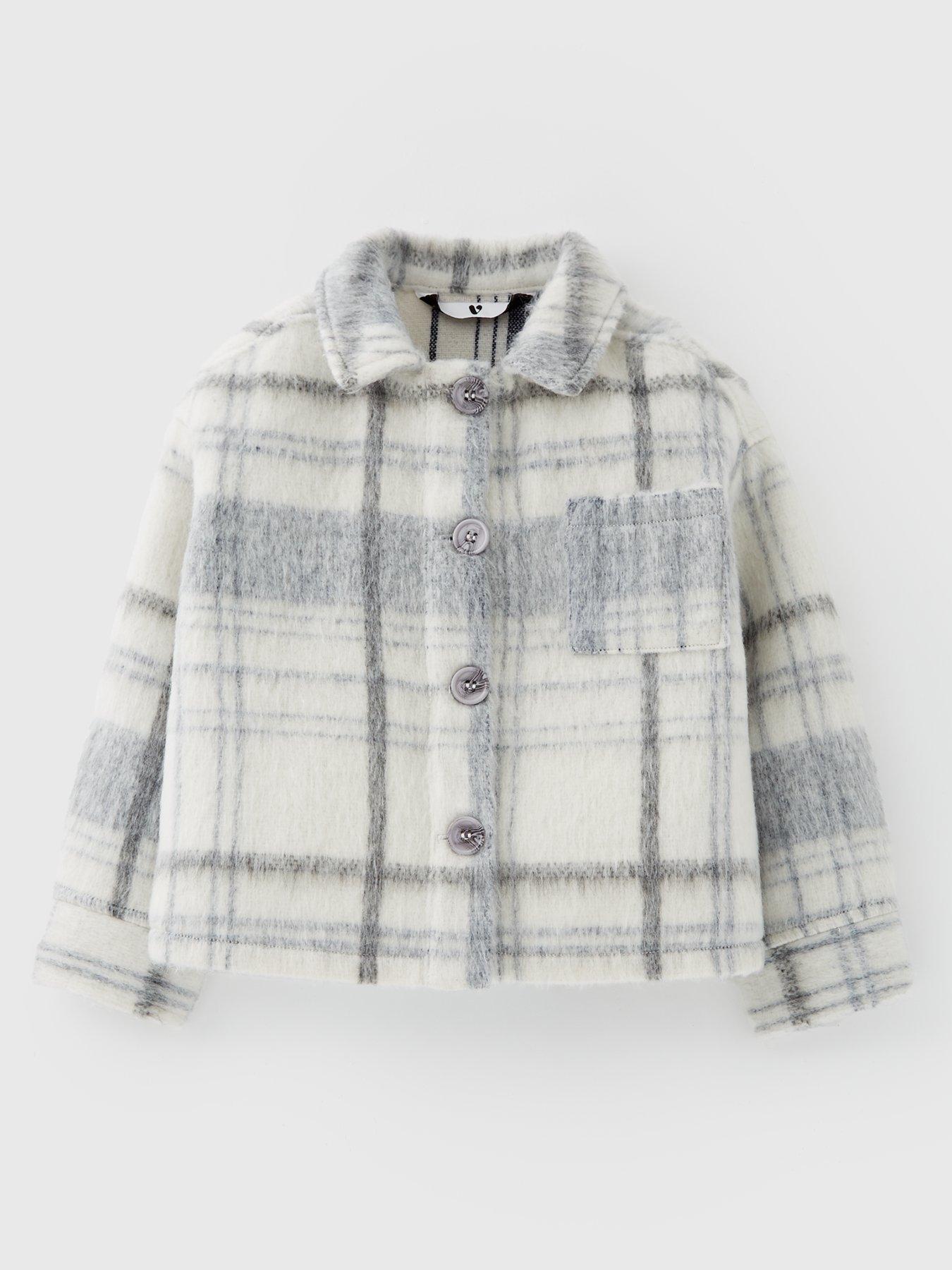 V by Very Girls Check Jacket - Grey
