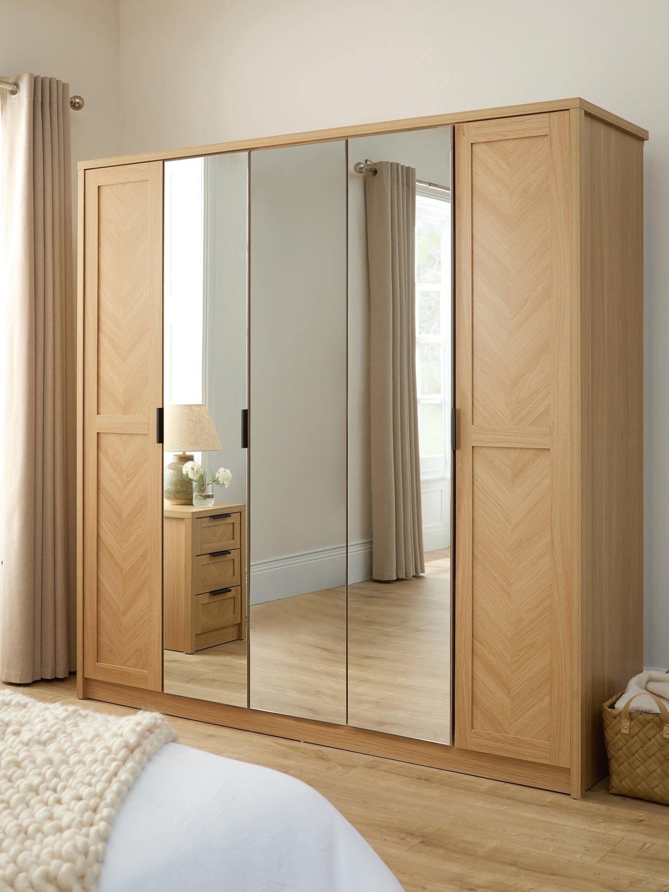 Image 1 of 7 of Very Home Chevry 5 Door Mirrored Wardrobe - Oak