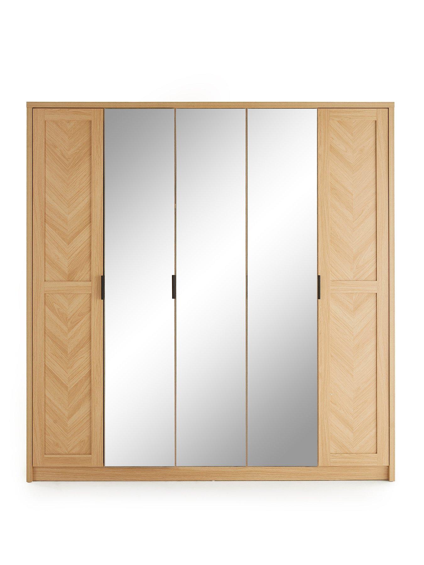 Image 2 of 7 of Very Home Chevry 5 Door Mirrored Wardrobe - Oak
