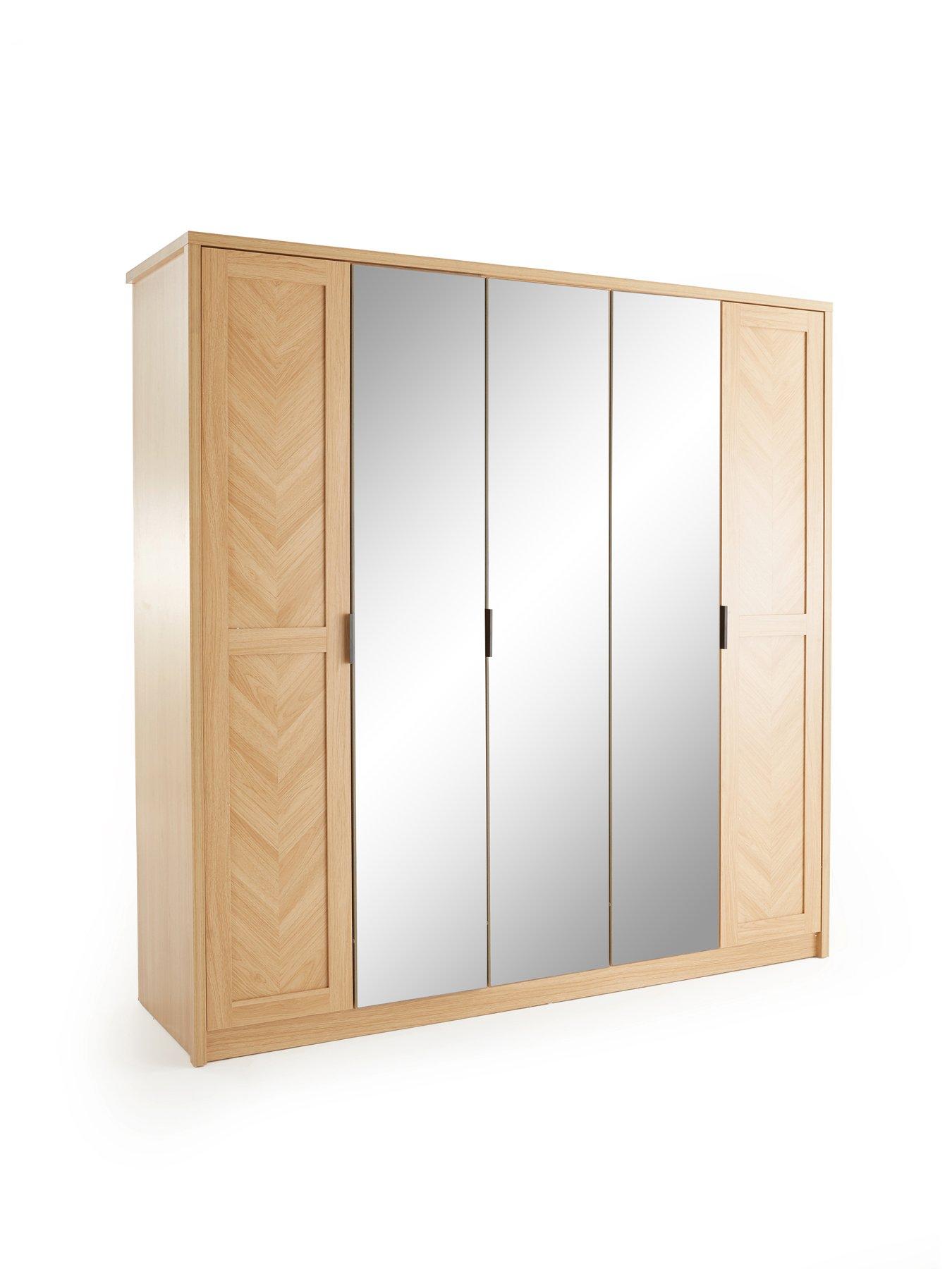 Image 3 of 7 of Very Home Chevry 5 Door Mirrored Wardrobe - Oak