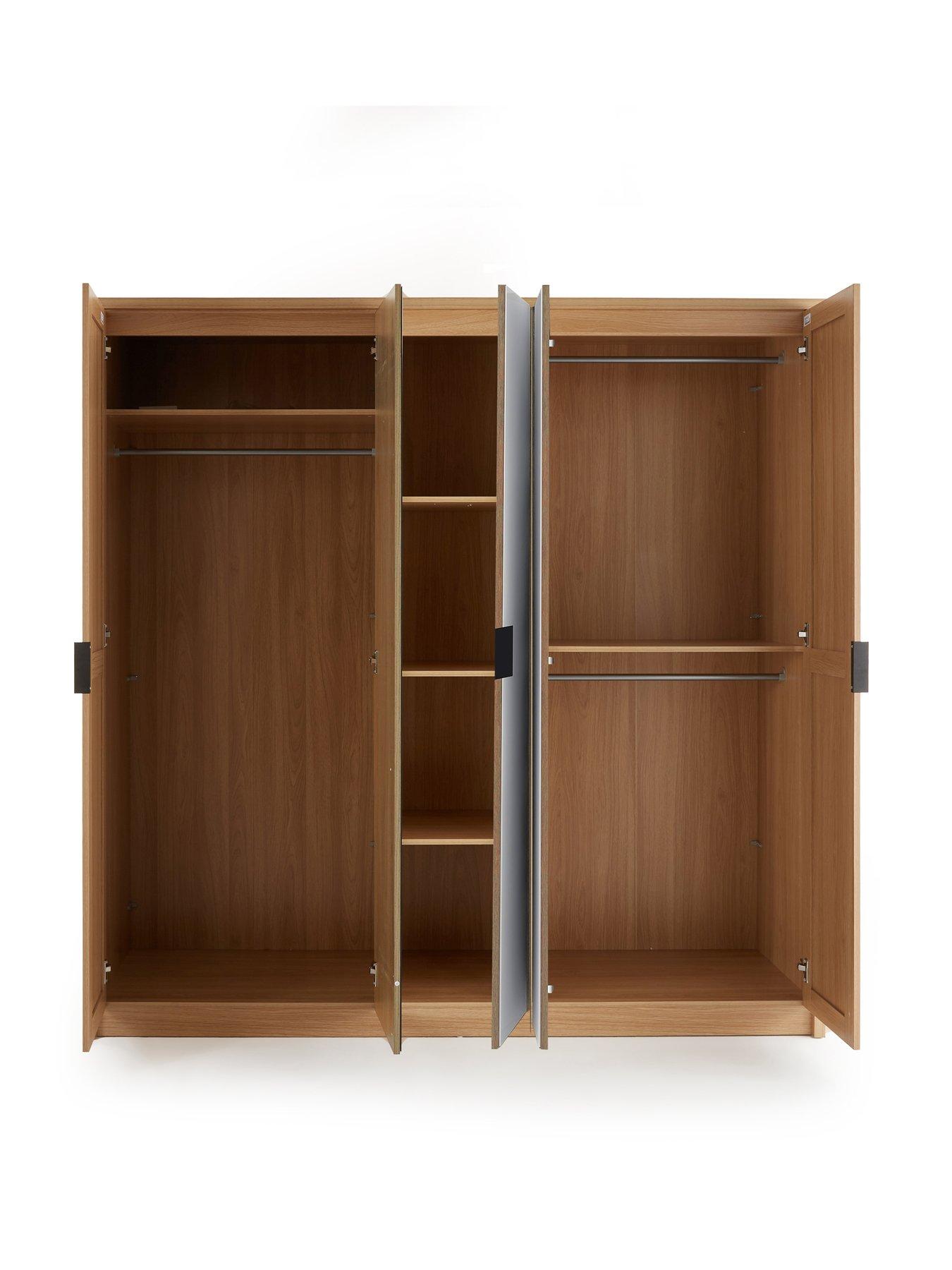 Image 4 of 7 of Very Home Chevry 5 Door Mirrored Wardrobe - Oak