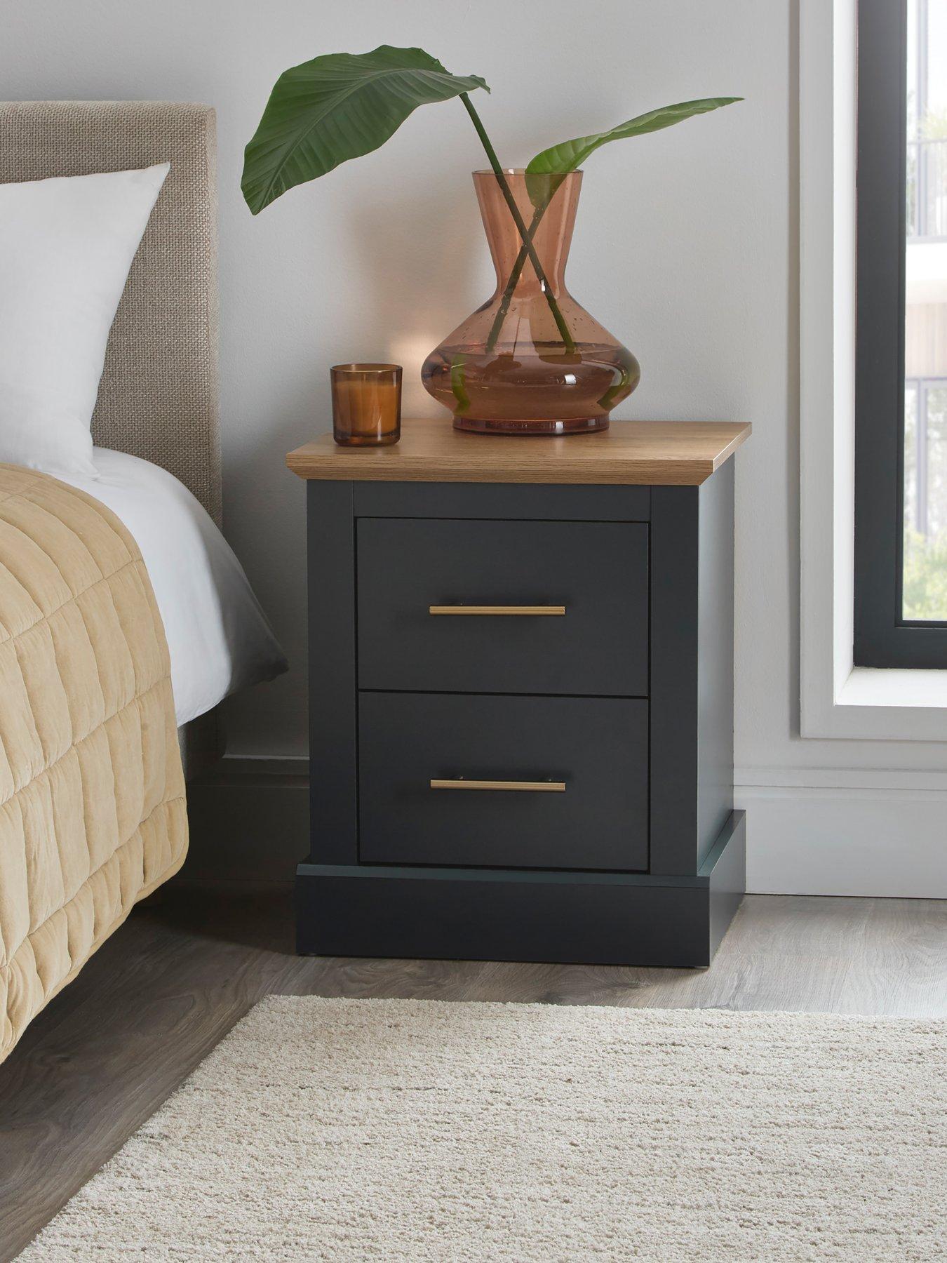Very Home Shenfield 2 Drawer Bedside Chest - Graphite - FSC® Certified