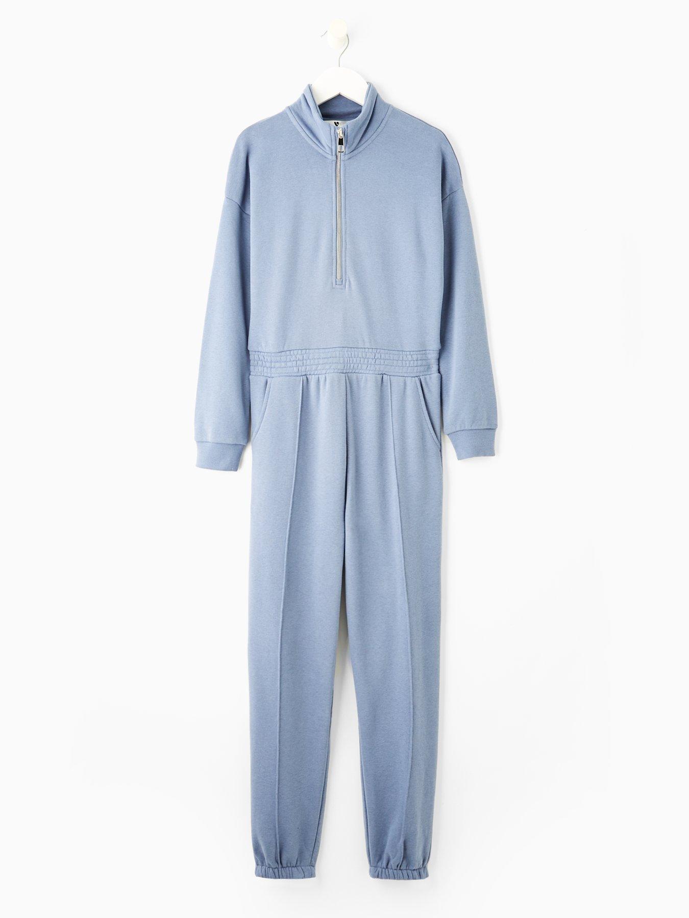 Image 6 of 6 of V by Very Girls Jersey Long Sleeve Elasticated Waist Jumpsuit - Blue