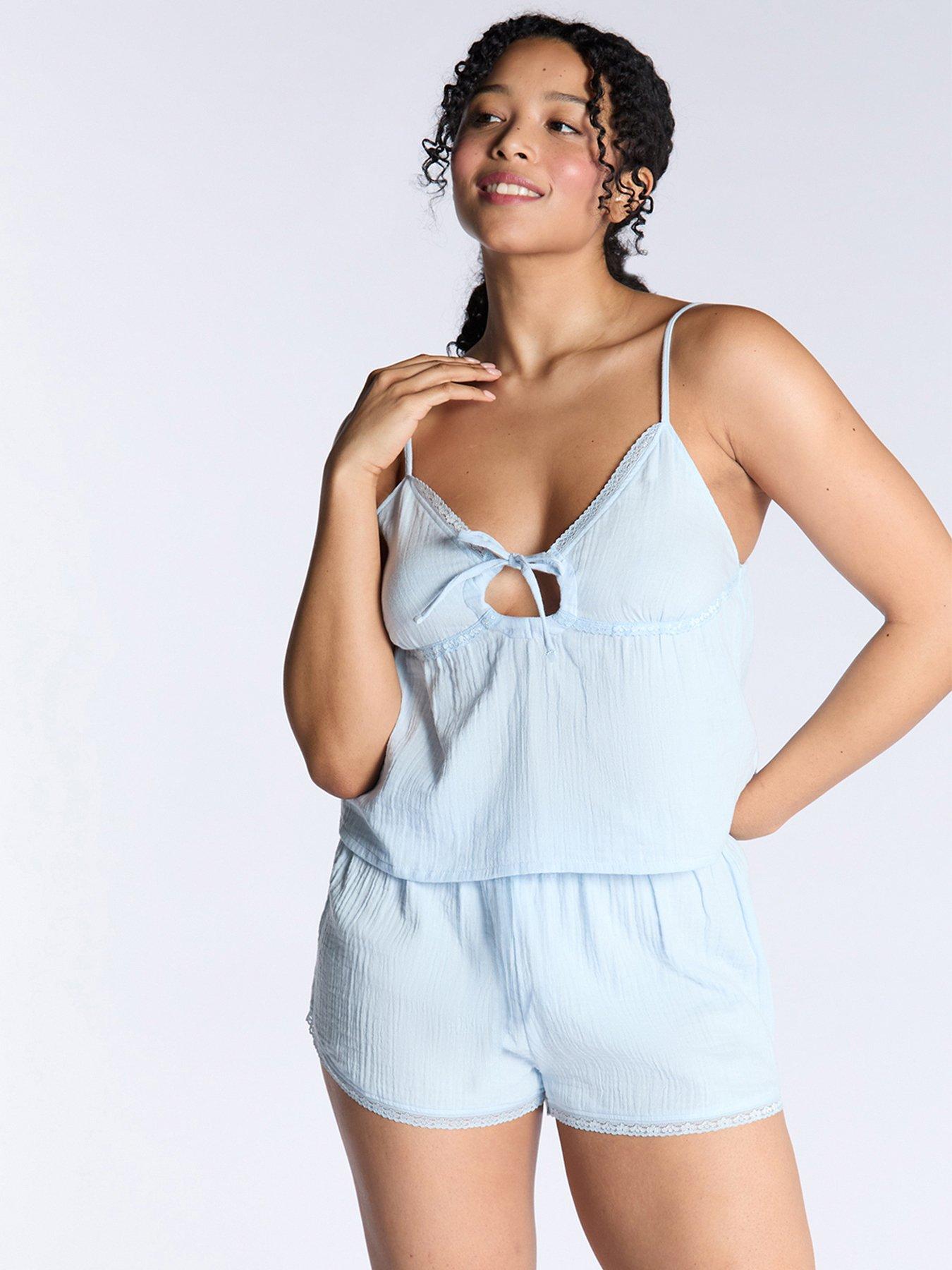 Image of Boux Avenue Crinkle Cami and Short Pyjama Set - Powder
