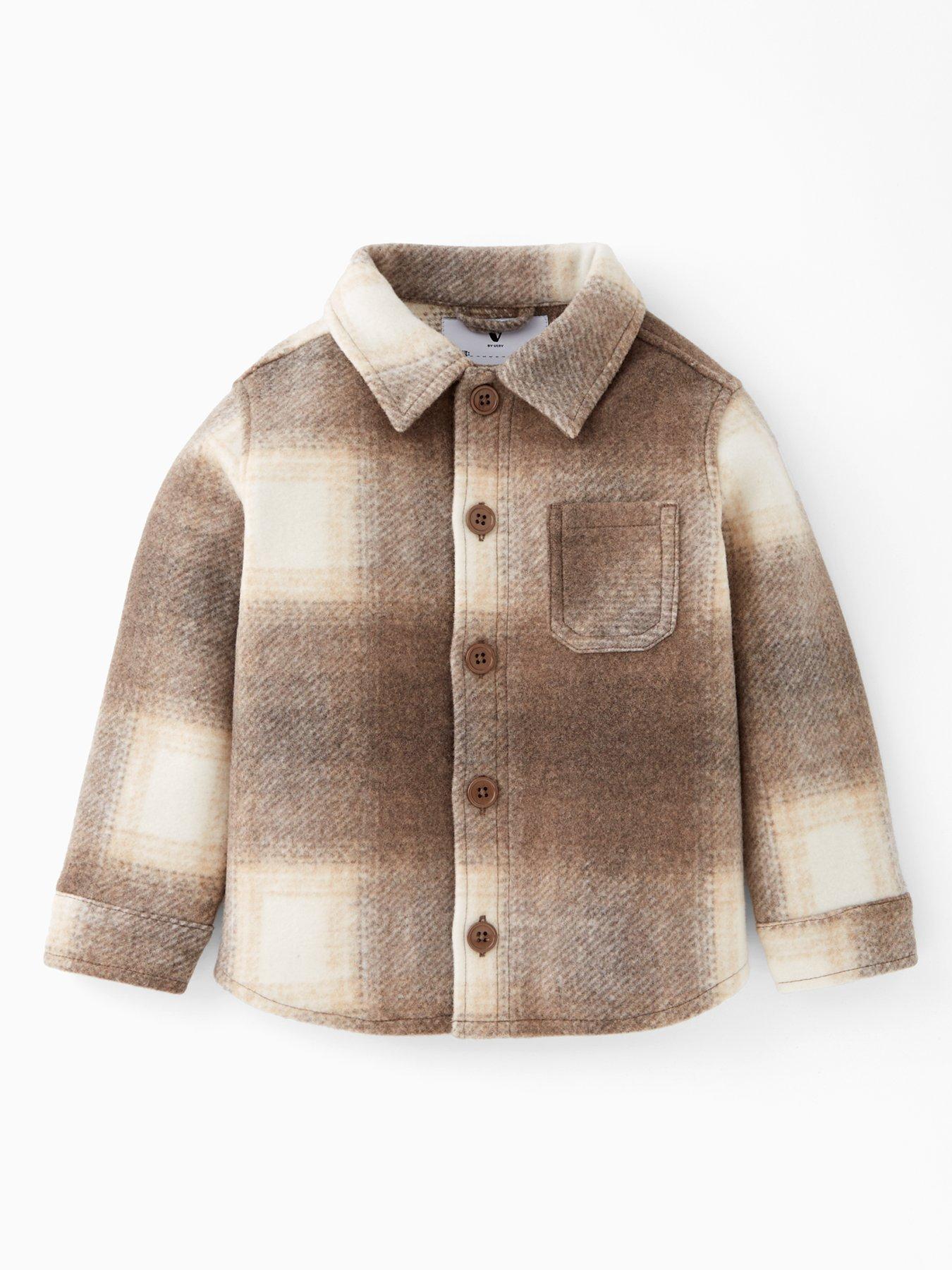 Image 1 of 4 of Mini V by Very Boys Checked Button Up Shacket - Brown