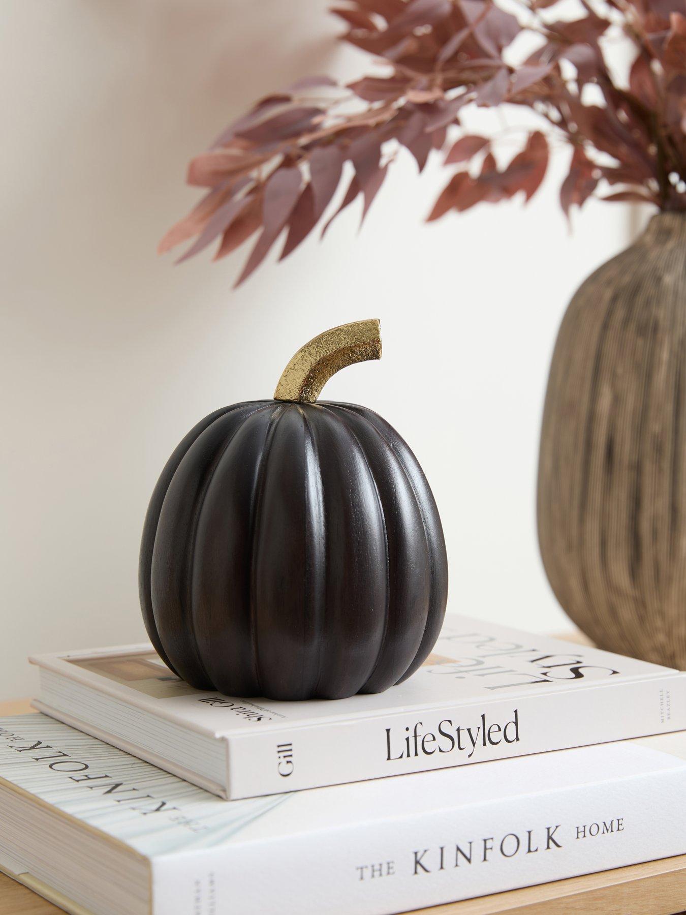 Image 1 of 4 of Very Home Large Wooden Pumpkin - Black 12.7cm