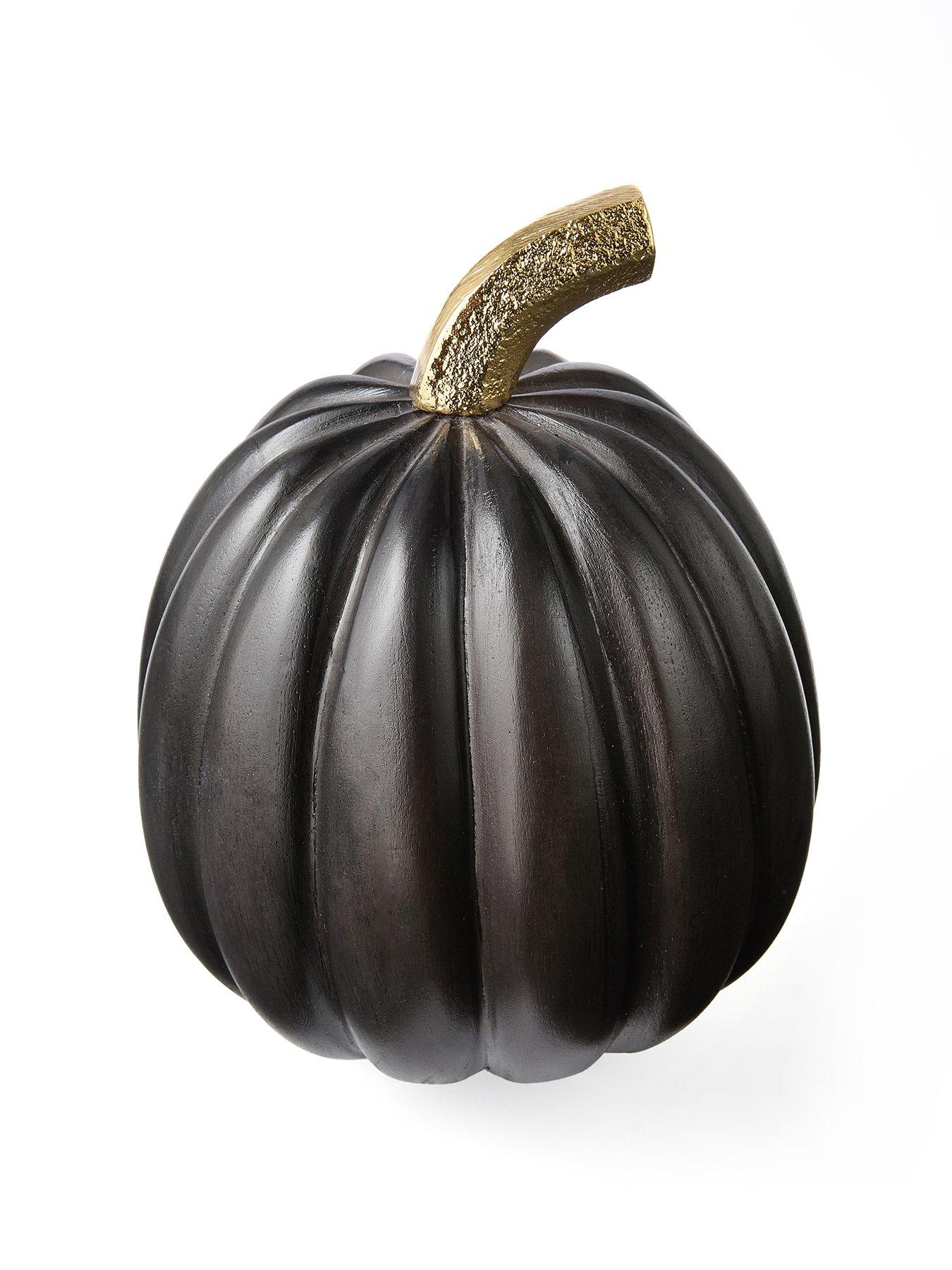 Image 2 of 4 of Very Home Large Wooden Pumpkin - Black 12.7cm