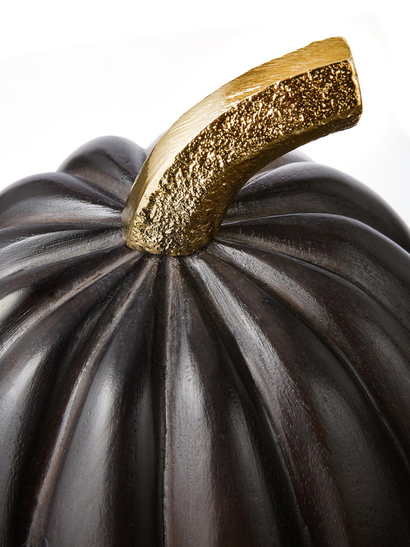 Image 3 of 4 of Very Home Large Wooden Pumpkin - Black 12.7cm