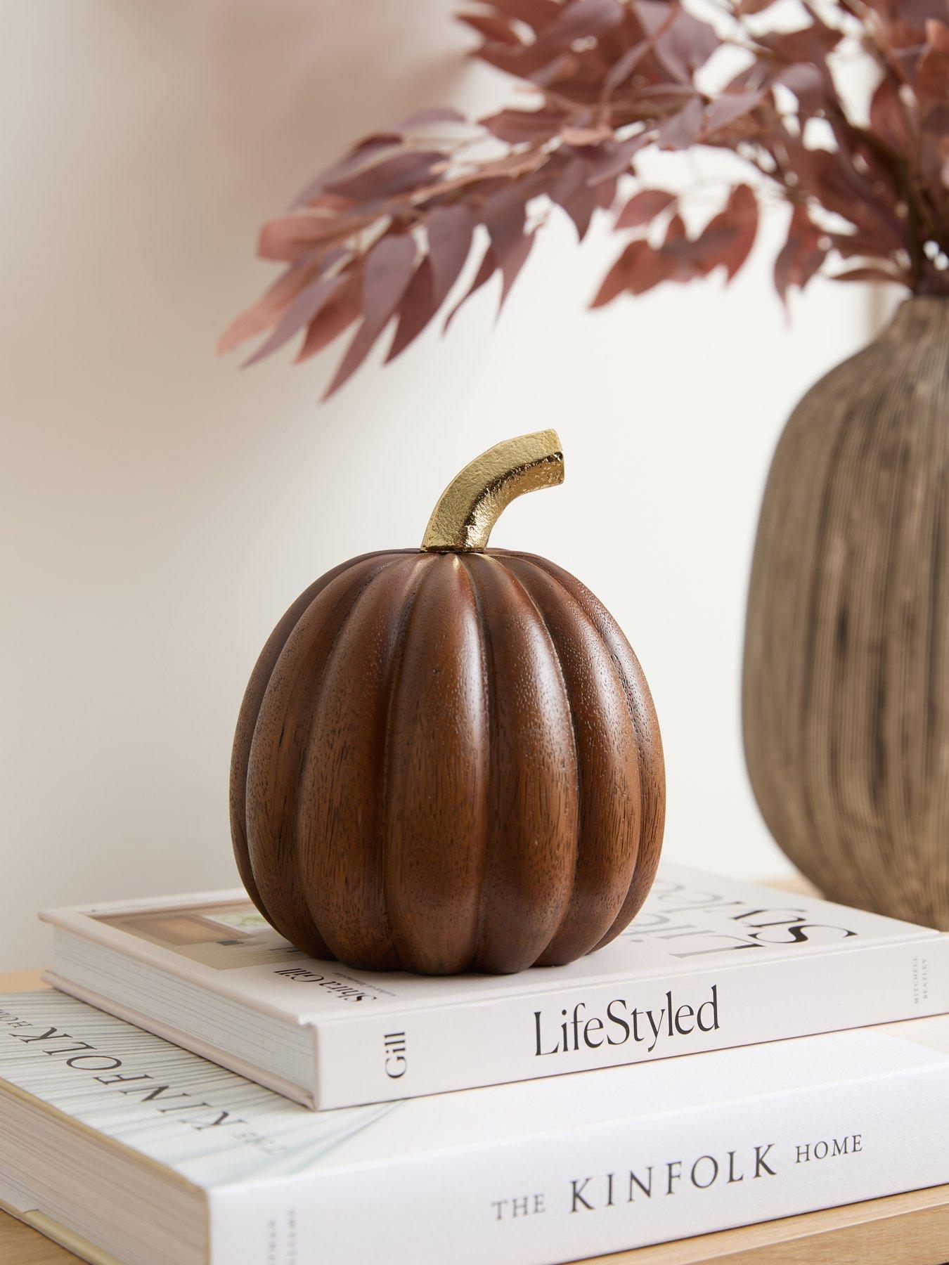 Image 1 of 4 of Very Home Large Wooden Pumpkin - Walnut 12.7cm
