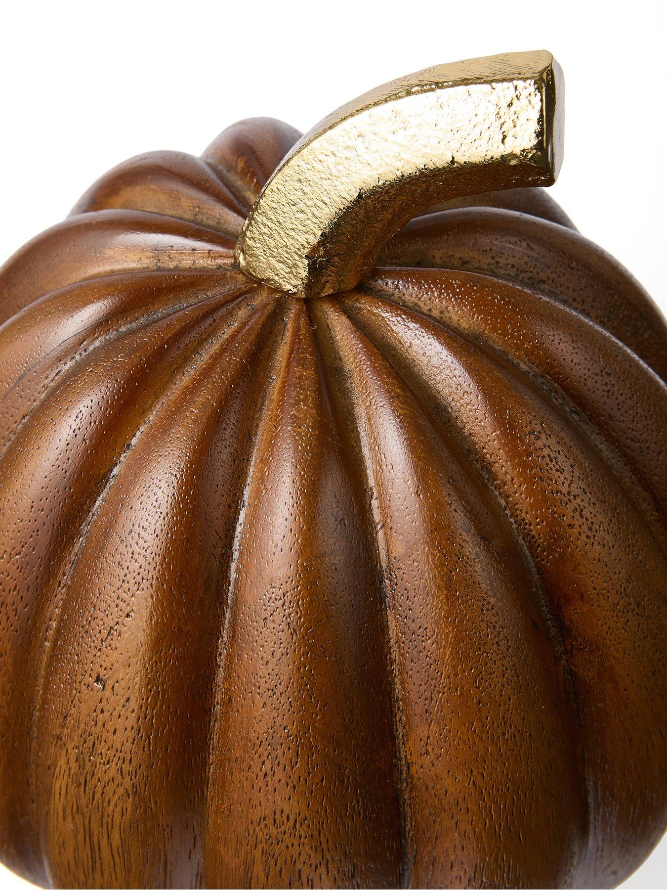 Image 3 of 4 of Very Home Large Wooden Pumpkin - Walnut 12.7cm