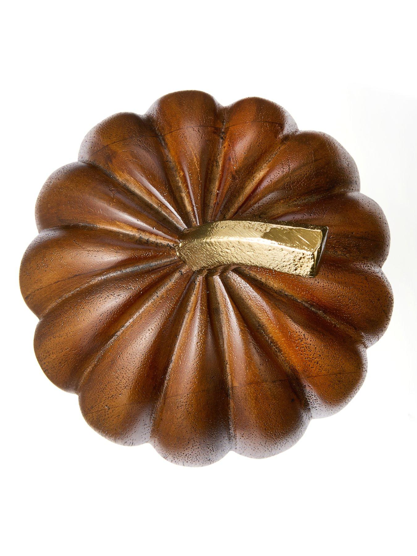Image 4 of 4 of Very Home Large Wooden Pumpkin - Walnut 12.7cm