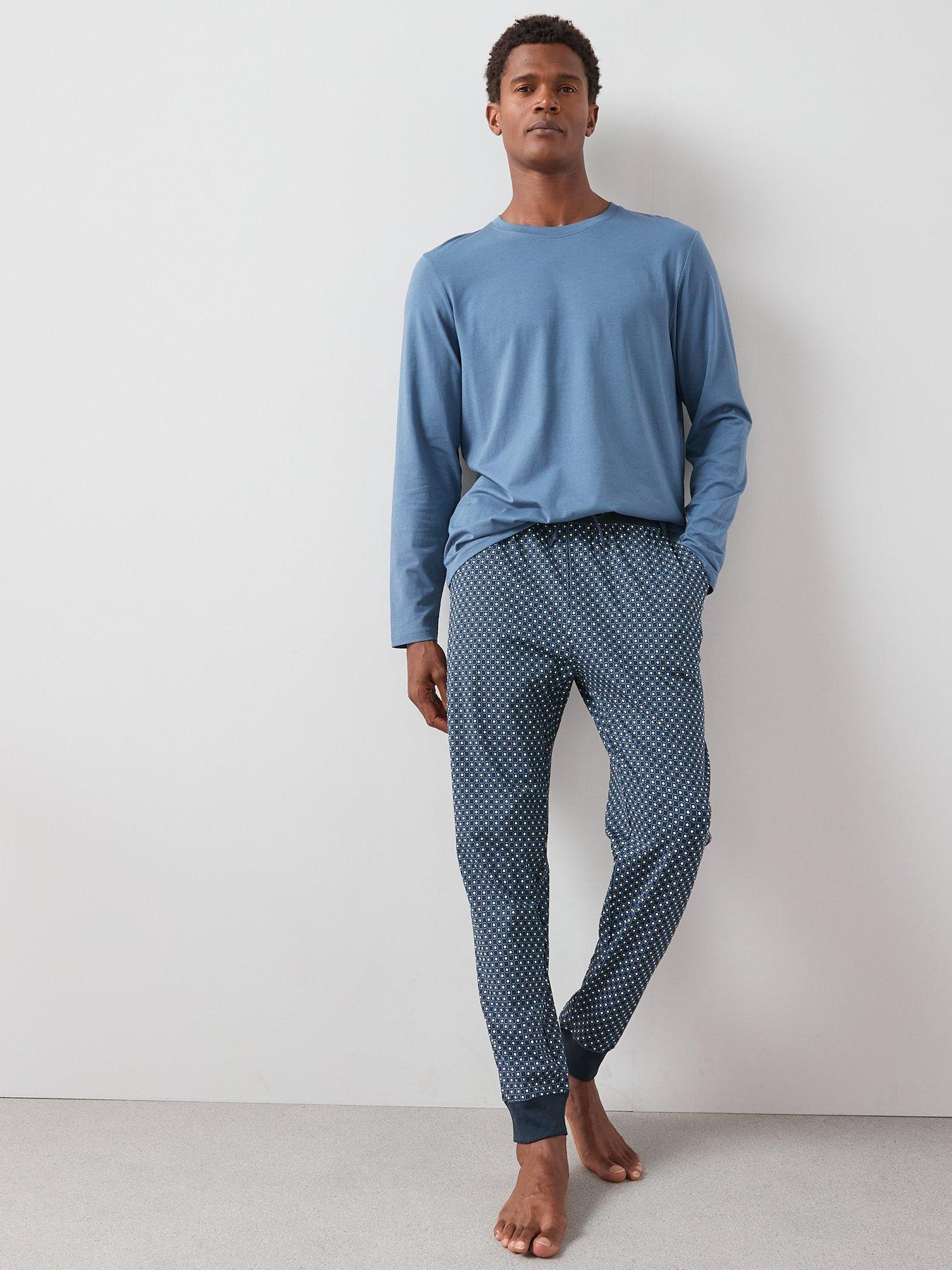 very-man-geo-print-long-sleeve-pyjama-set-navyoutfit
