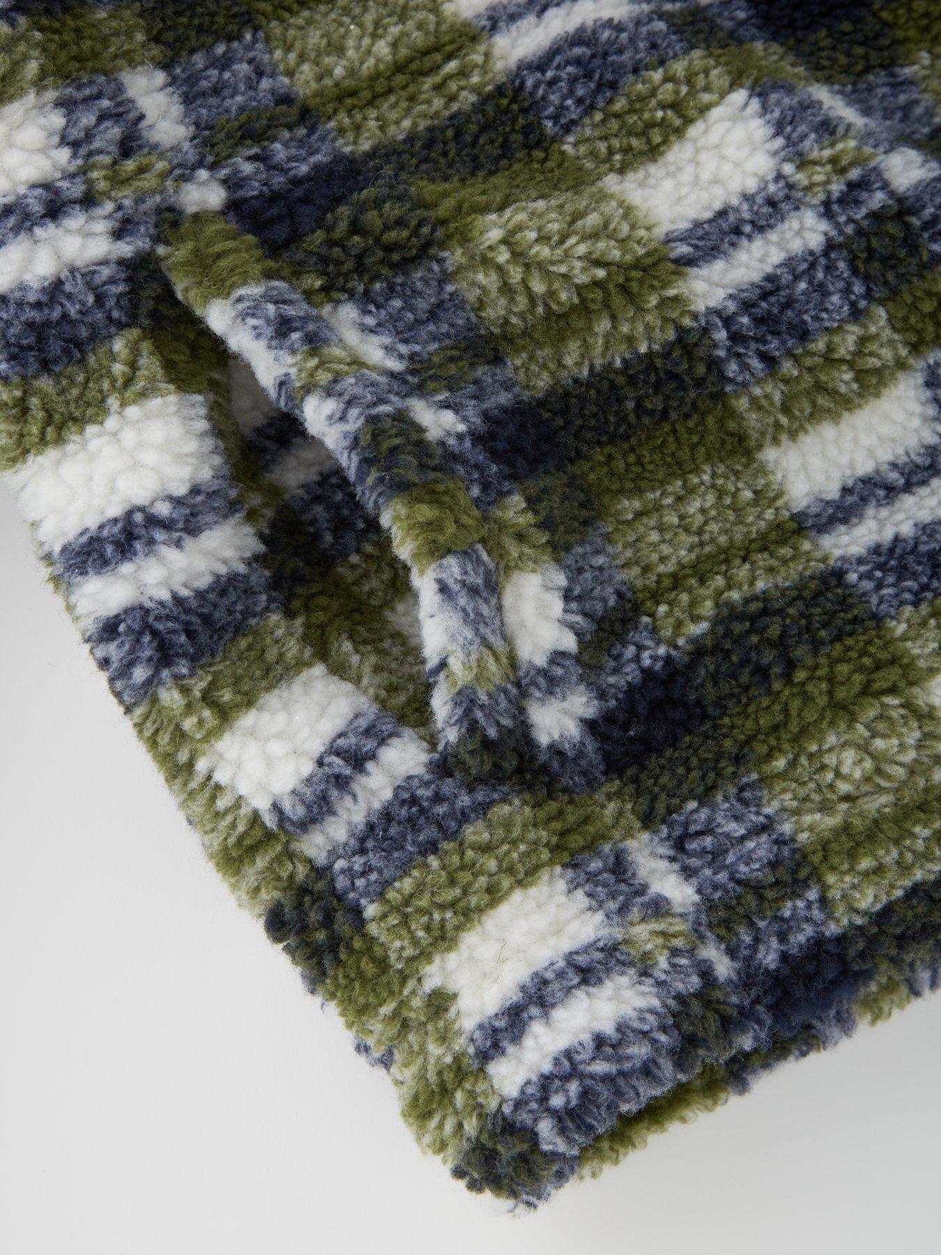 v-by-very-boys-check-borg-hooded-jacket-greendetail