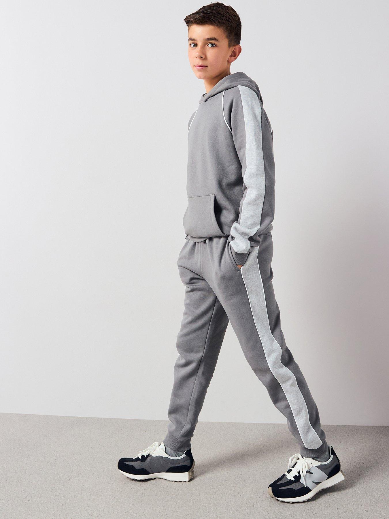 Image 2 of 6 of The Very Collection Boys Stripe Elevated Tracksuit Set - Grey