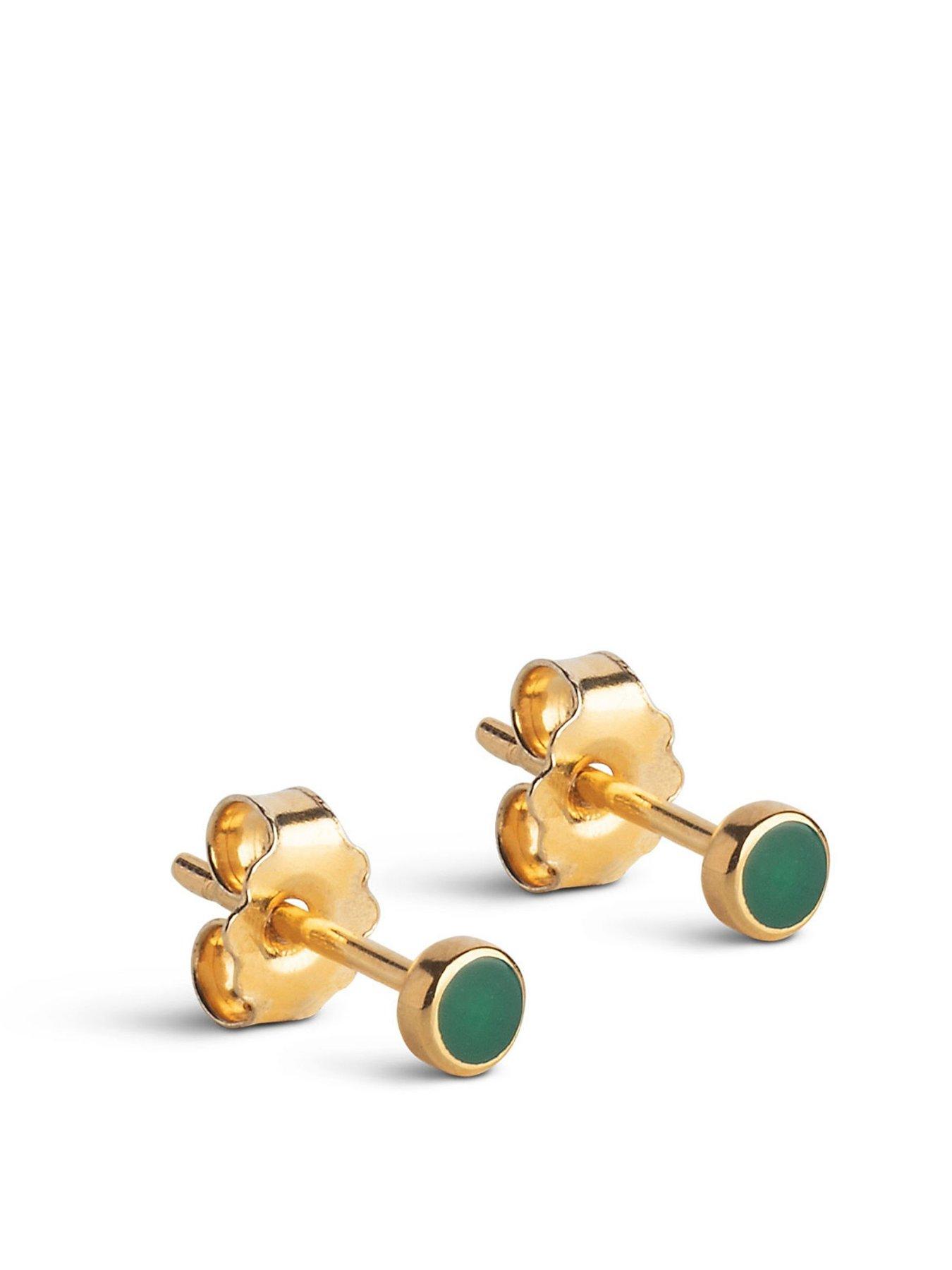 enamel-copenhagen-enamel-petrol-green-dot-gold-plated-sterling-silver-studs