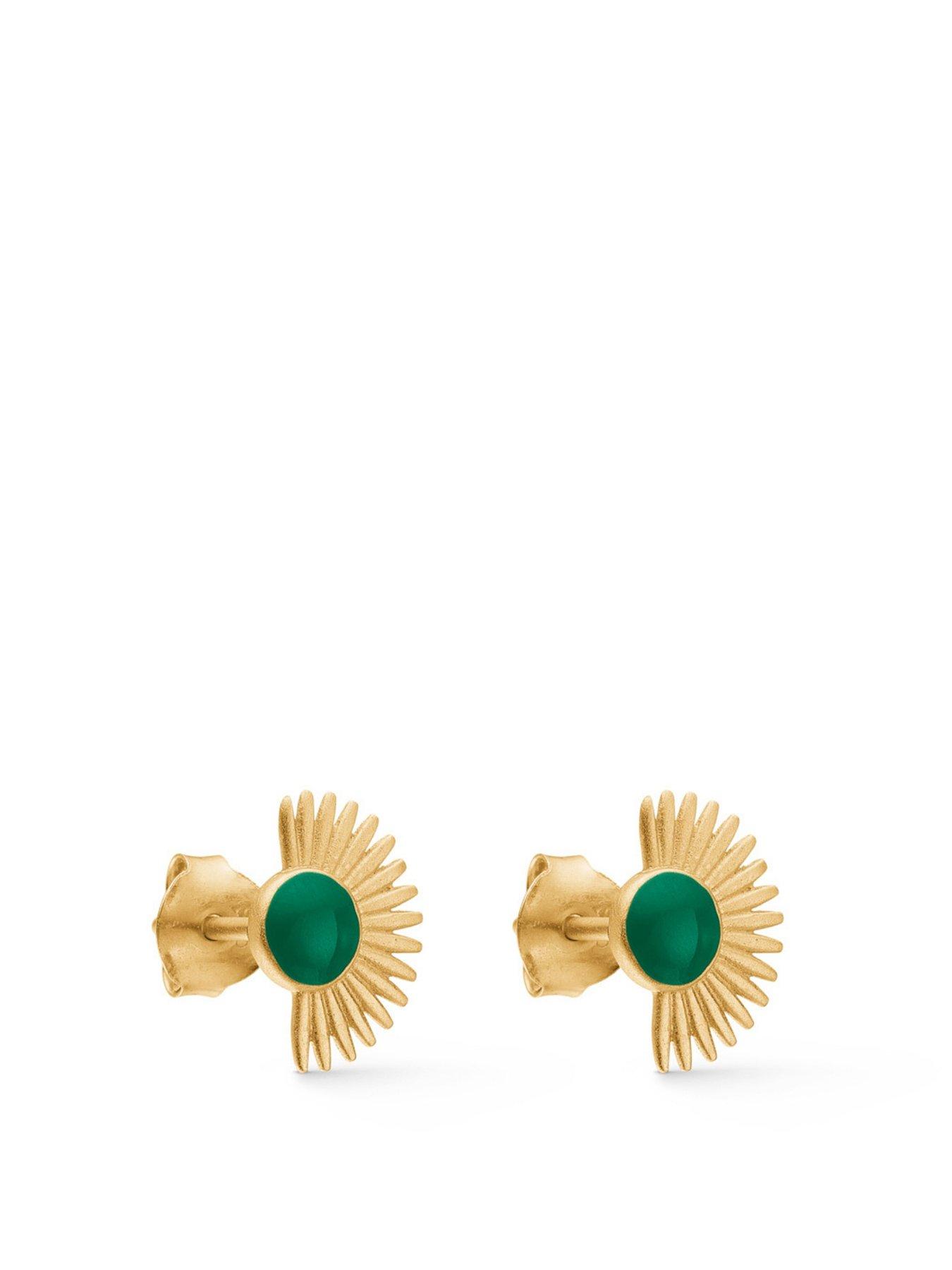 enamel-copenhagen-petrol-green-soleil-gold-plated-sterling-silver-studs