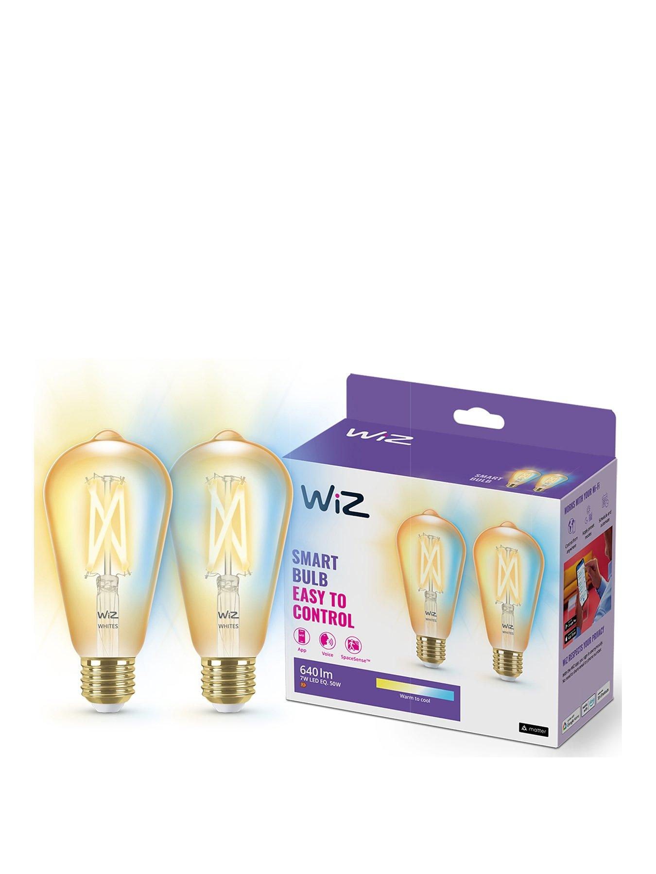 Image 1 of 7 of Philips WiZ WiZ ST64 E27 Tunable White Amber Filament Smart Light Bulb 2-pack