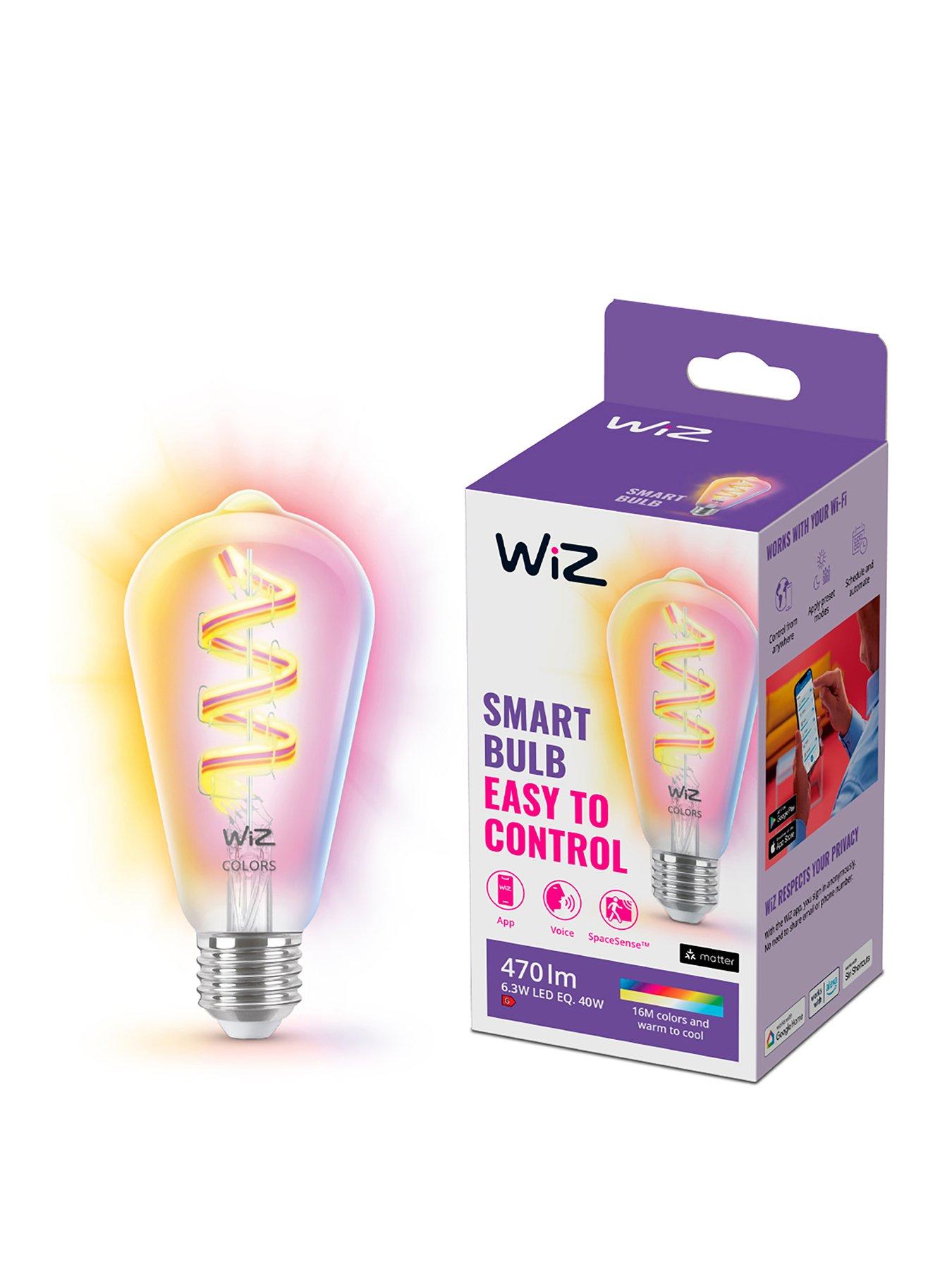 undefined WiZ ST64 E27 Colour Clear Filament Smart Light Bulb