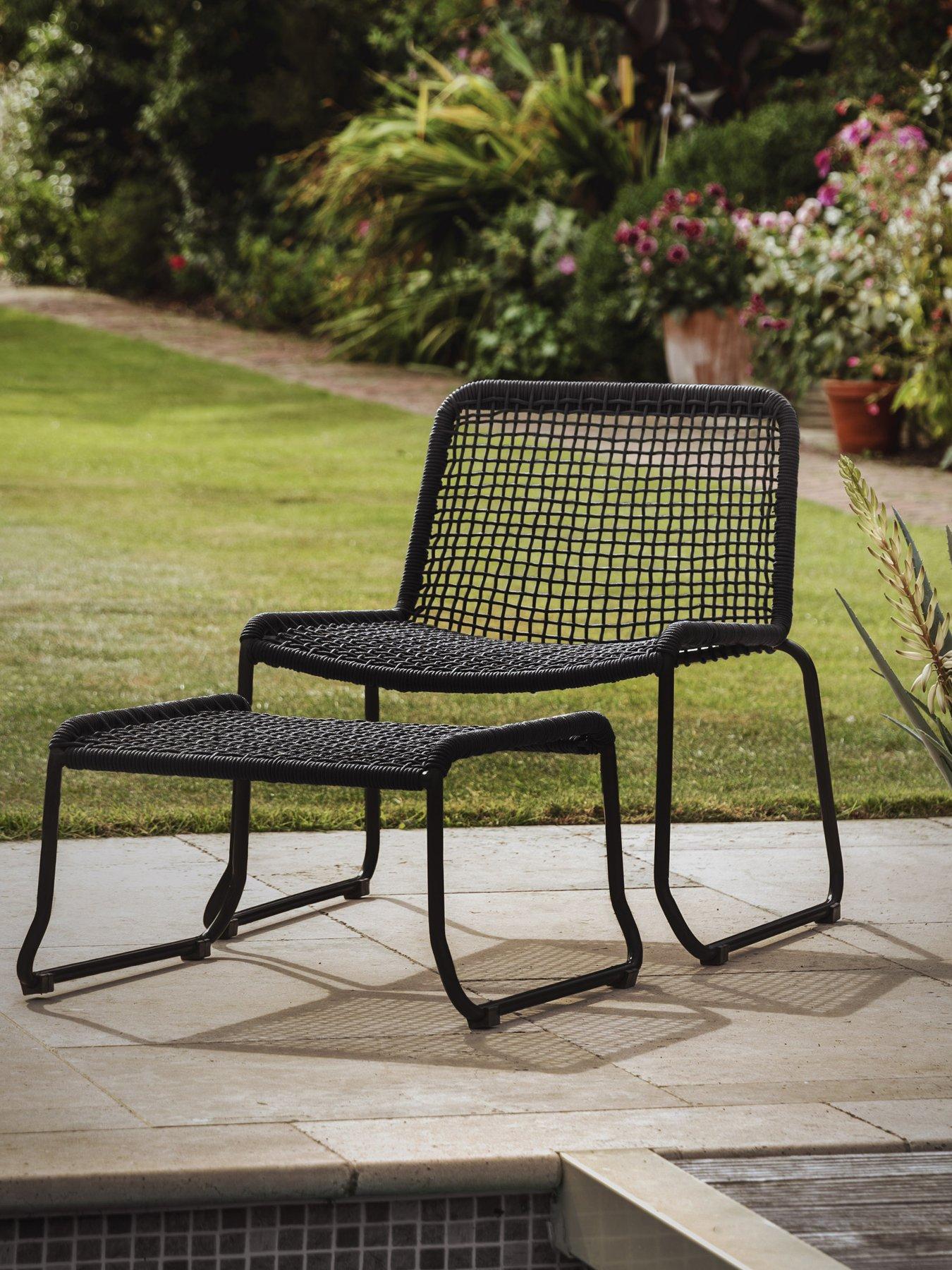 Image 1 of 6 of Gallery Direct Sassano Lounge Chair with Footstool Black