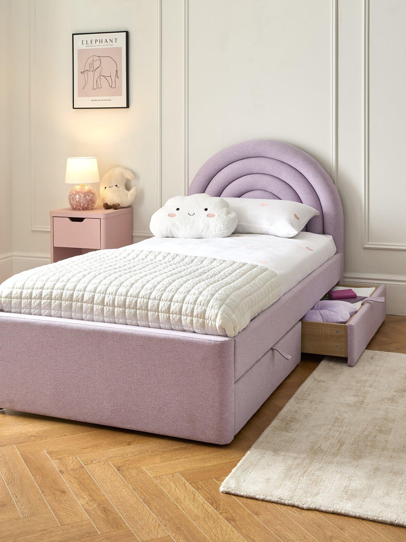 Very Home Rainbow Children's Single Bed Frame with Drawers and Mattress Options (Buy and SAVE!) - Lilac - FSC® Certified