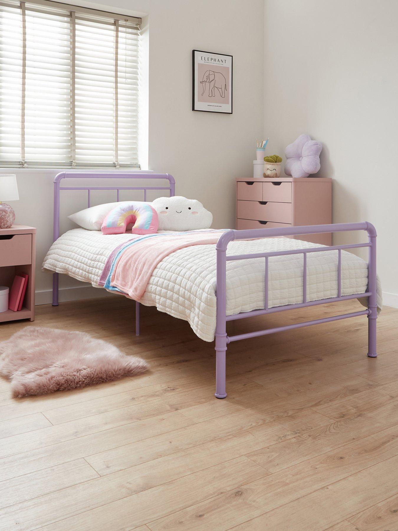The Very Collection Freddie Children's Metal Single Bed Frame with Mattress Options (Buy  &  SAVE!) - Lilac