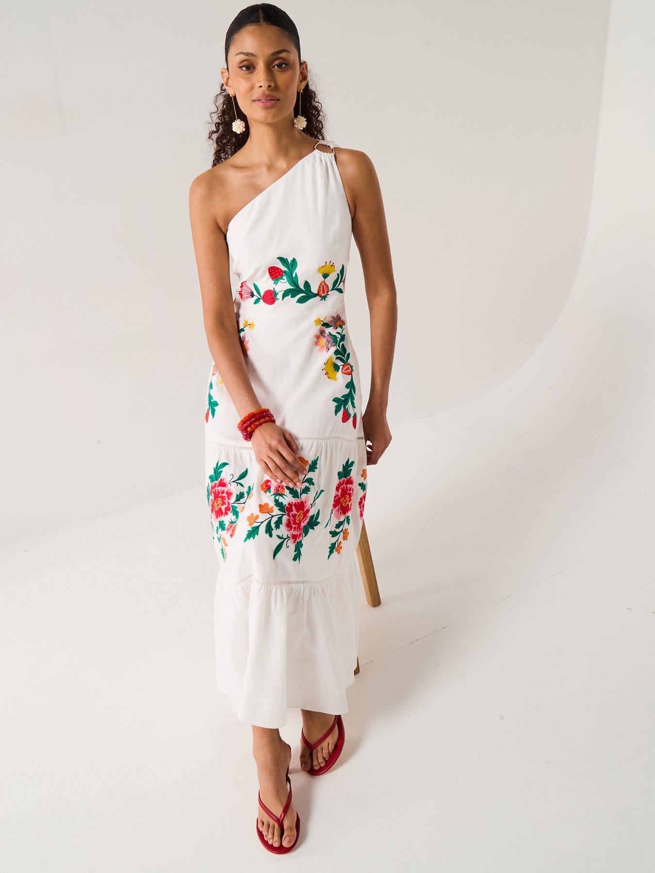 Image 5 of 6 of Forever New Ollie One Embroidered Shoulder Maxi - White