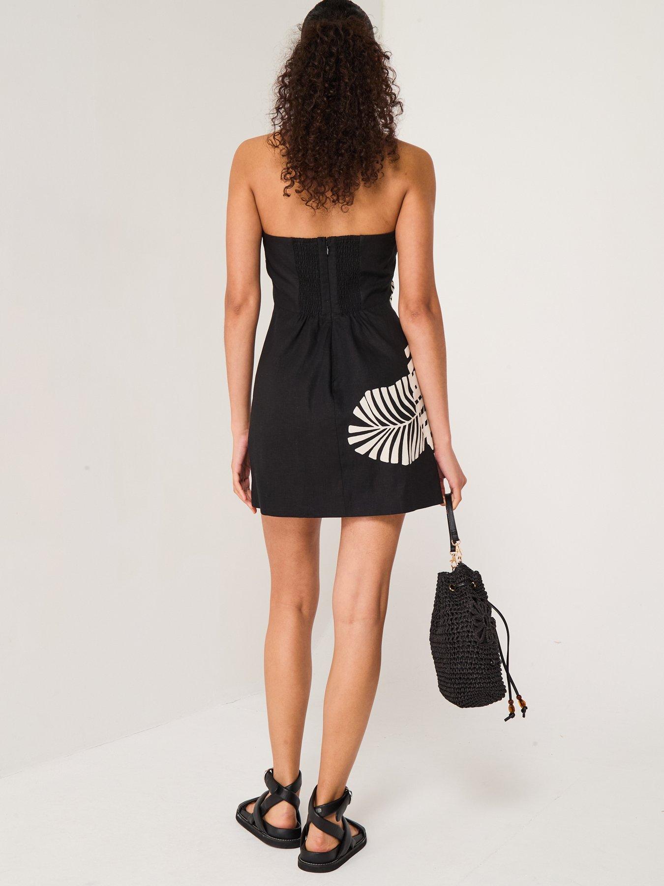 forever-new-adore-halter-neck-palm-linen-mini-blackstillFront