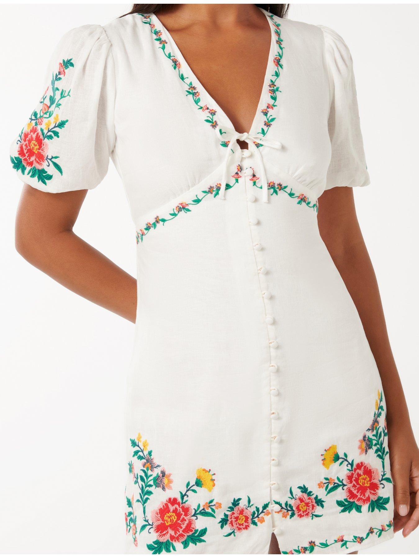 Forever New Veanne Embroidered Tea Mini - White | Very Ireland