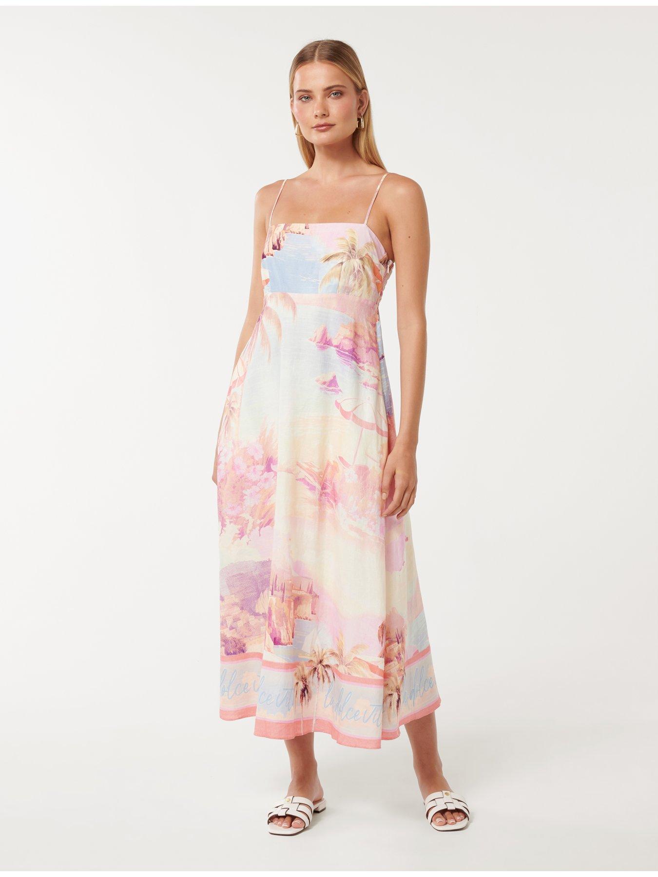 Image 3 of 5 of Forever New Joanne Linen Italian Midi Dress - Pink