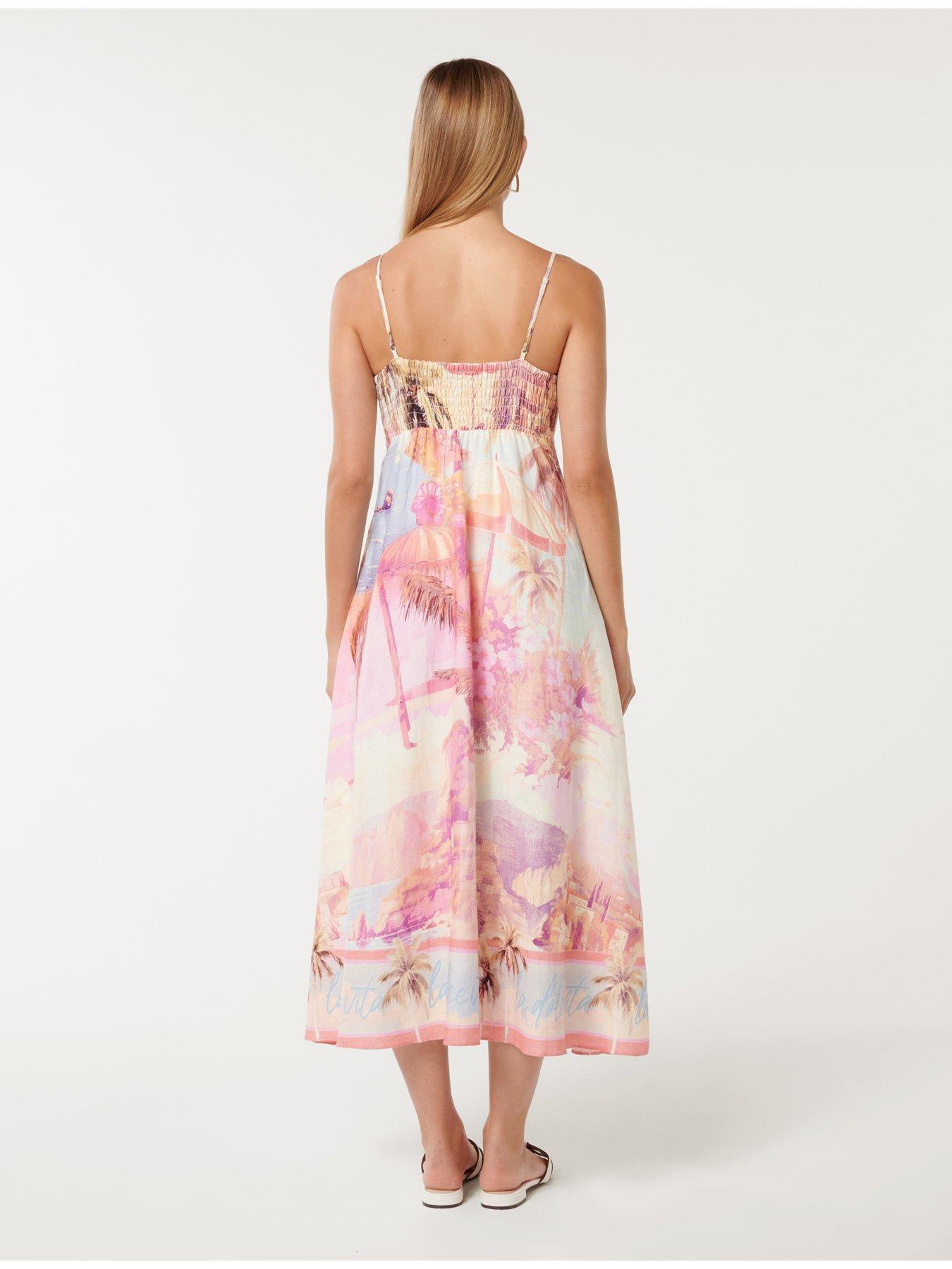 Image 5 of 5 of Forever New Joanne Linen Italian Midi Dress - Pink