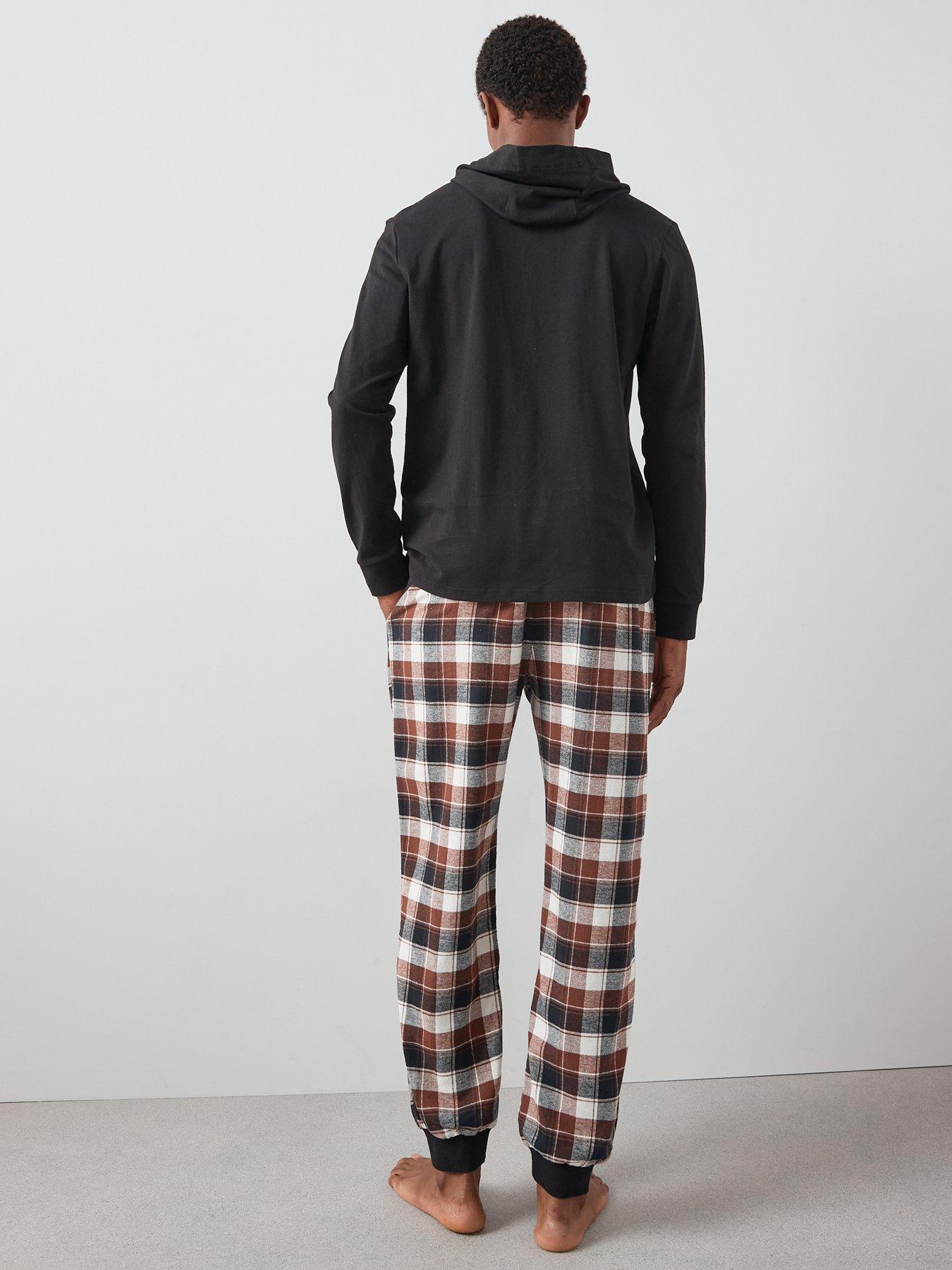 the-very-collection-hooded-brushed-check-lounge-set-brown-checkgreystillFront