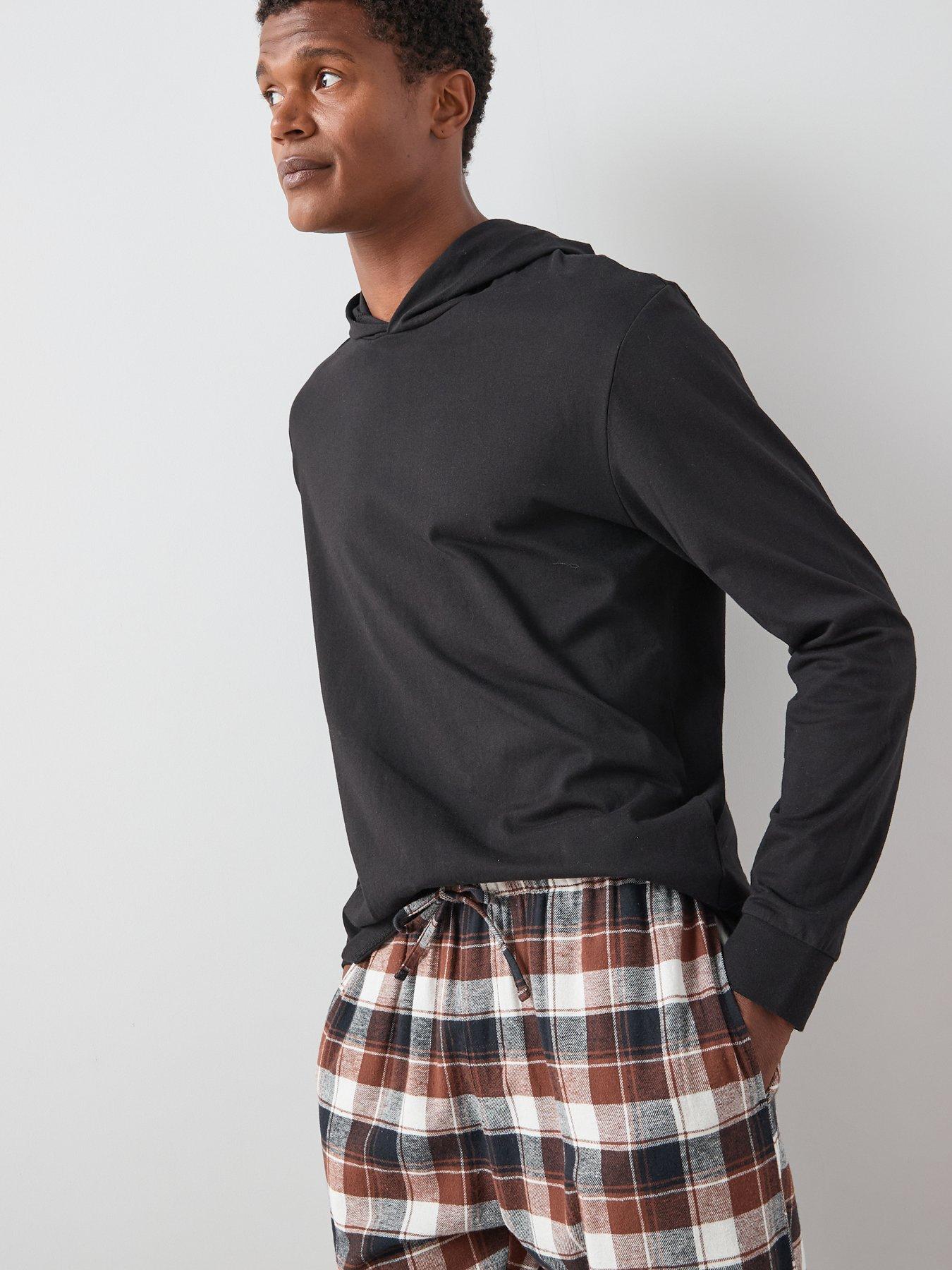 the-very-collection-hooded-brushed-check-lounge-set-brown-checkgreyoutfit