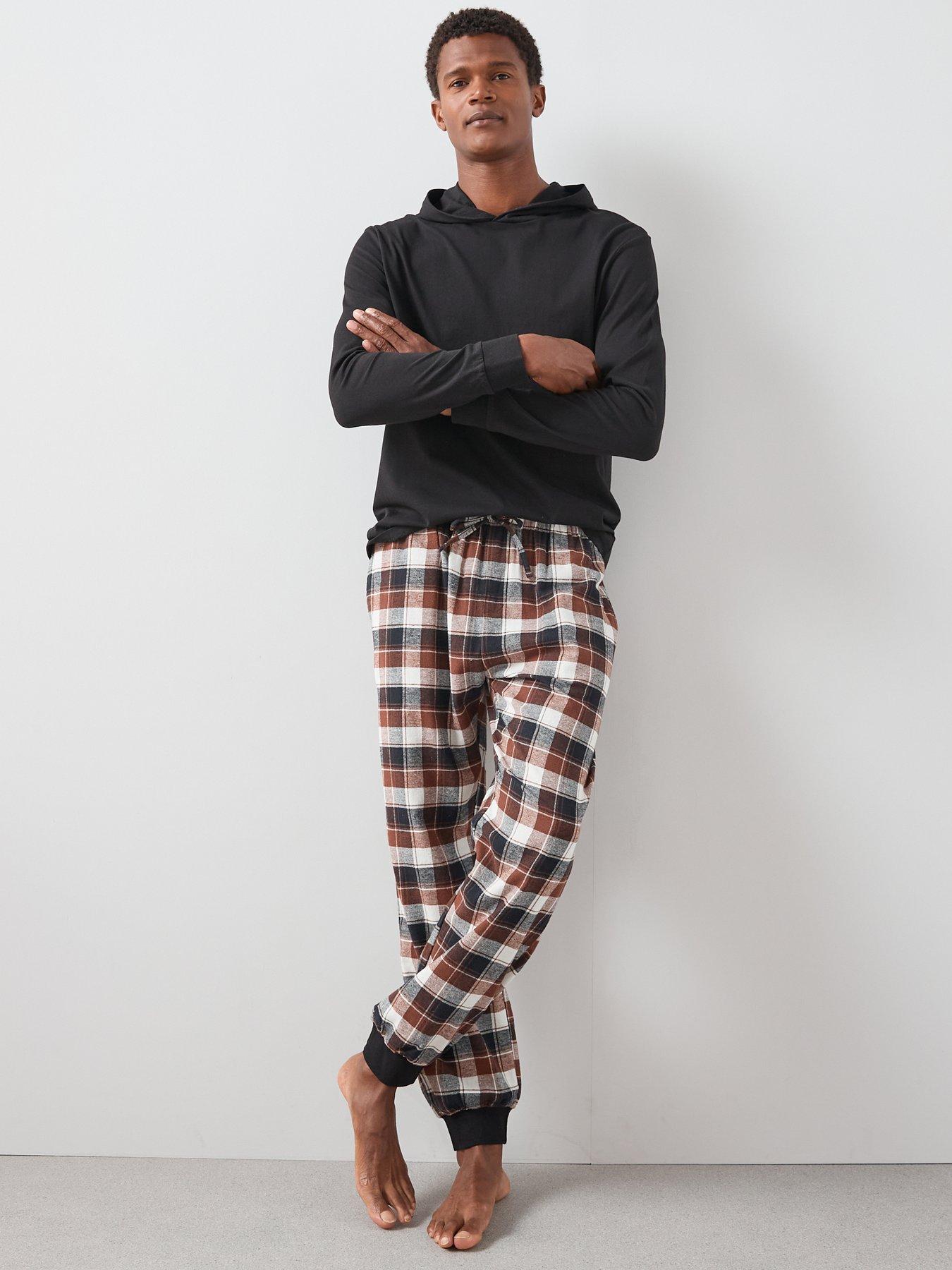 the-very-collection-hooded-brushed-check-lounge-set-brown-checkgreydetail