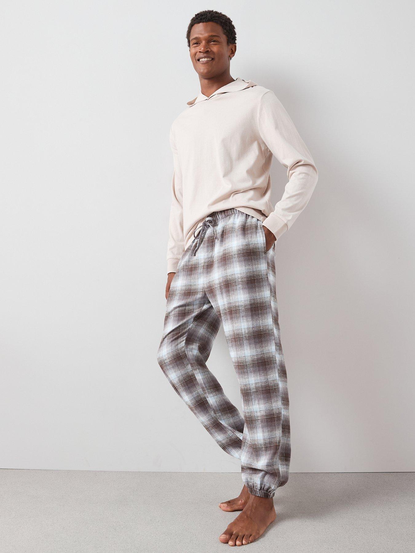 the-very-collection-hooded-brushed-check-lounge-set-brown