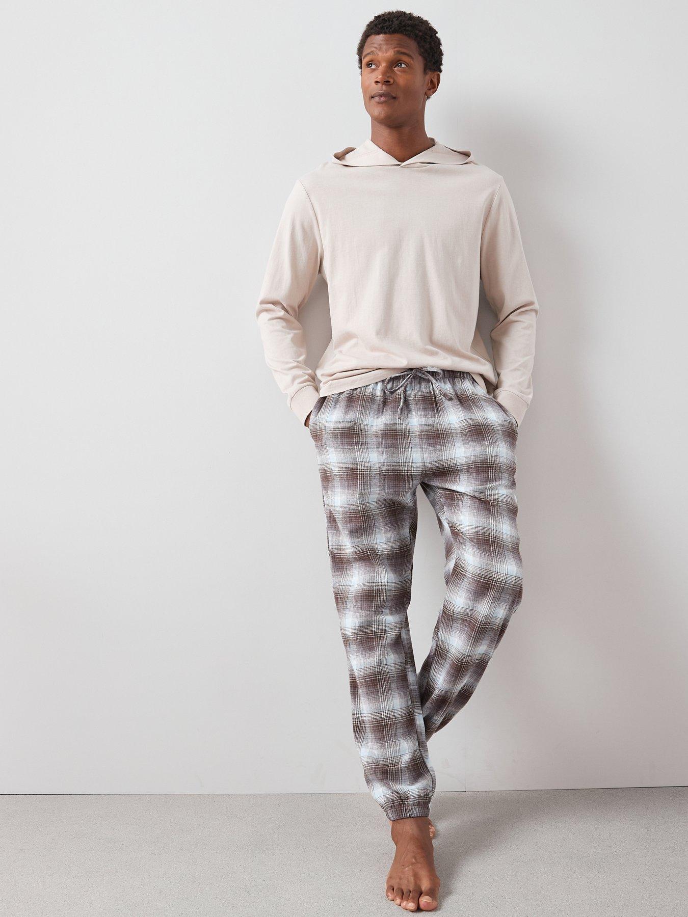 the-very-collection-hooded-brushed-check-lounge-set-brownback