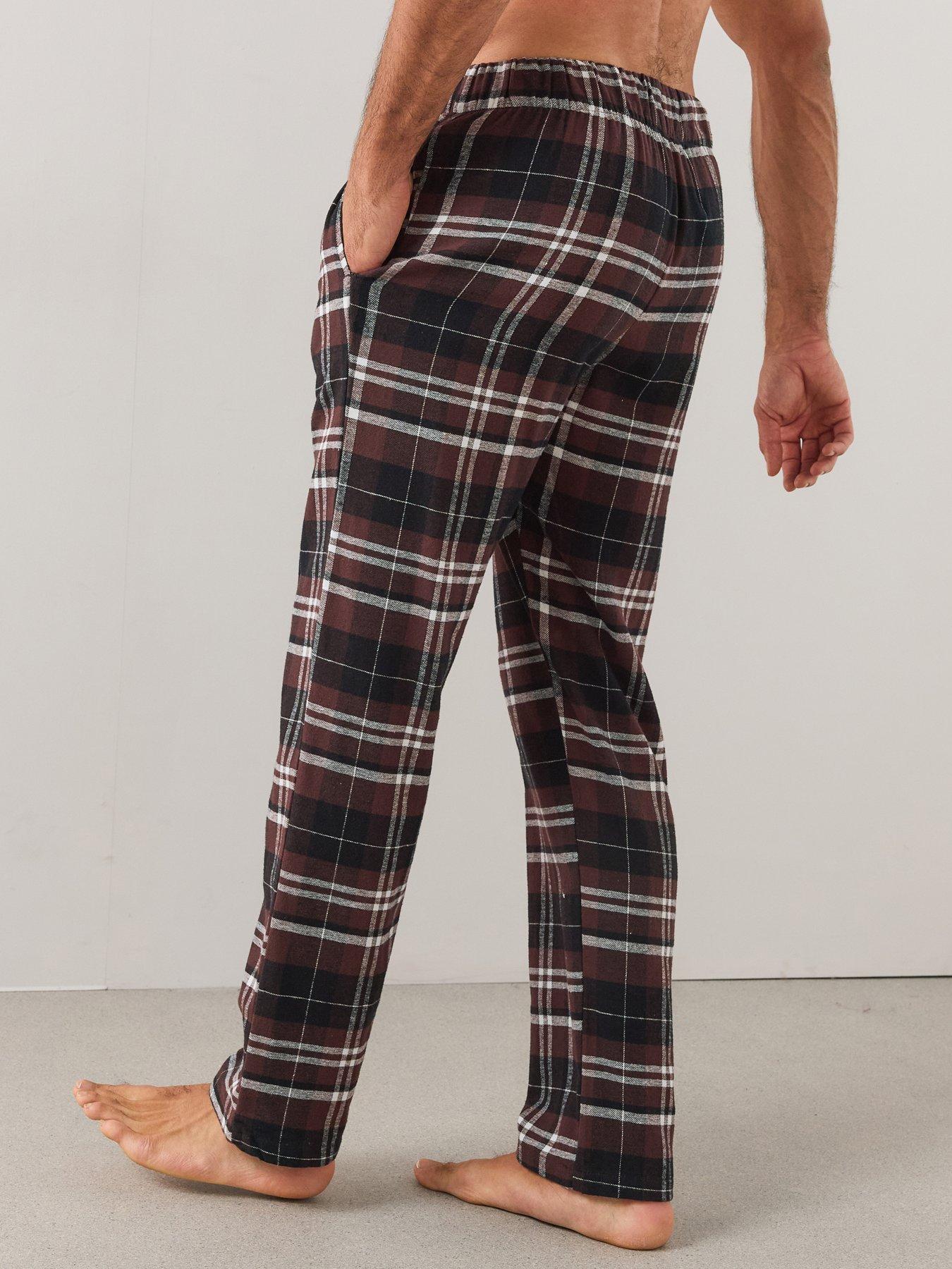 Image 3 of 7 of The Very Collection 2 Pack Soft Touch Check Lounge Bottoms - Burgundy/Navy
