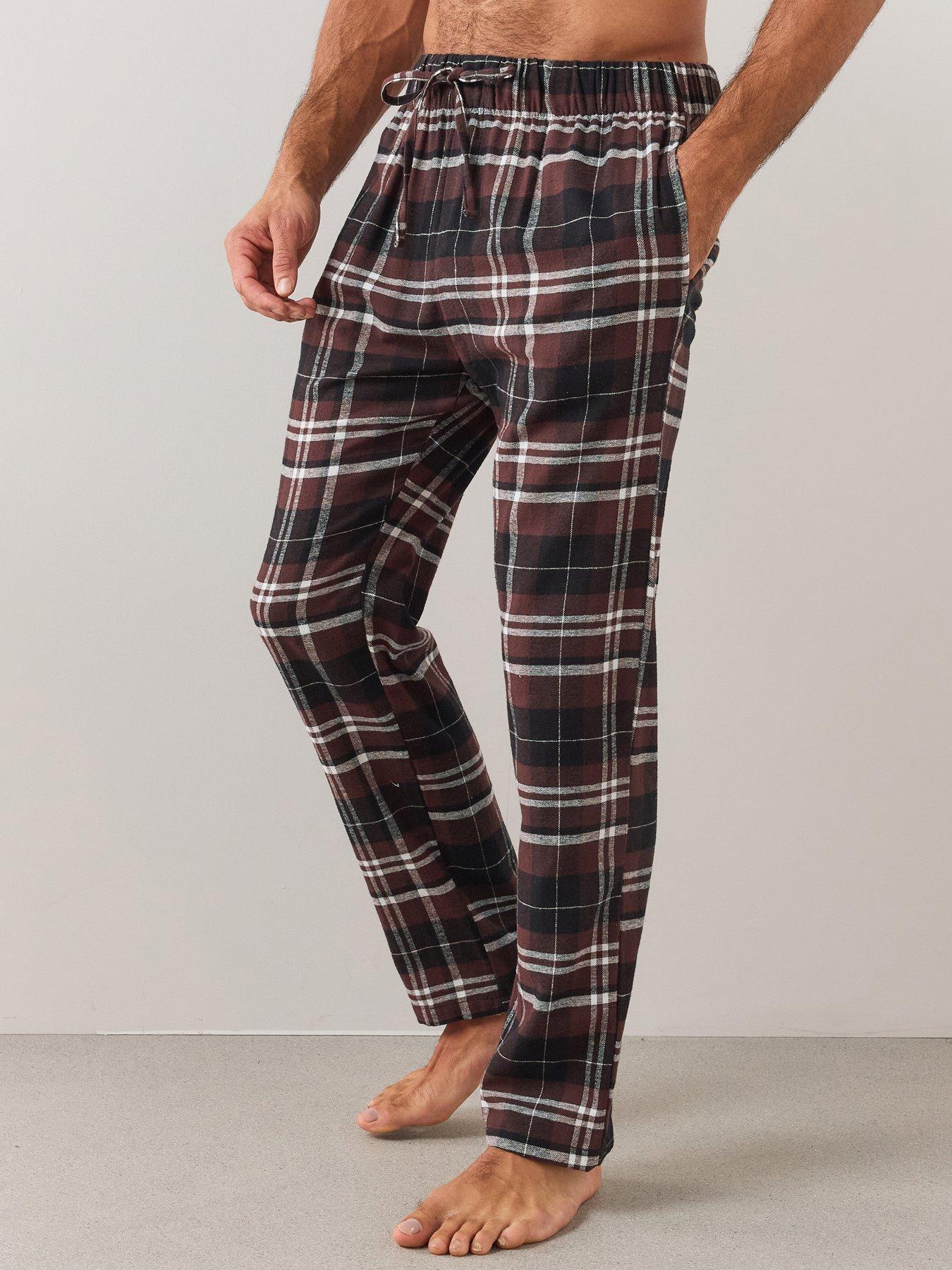 Image 5 of 7 of The Very Collection 2 Pack Soft Touch Check Lounge Bottoms - Burgundy/Navy
