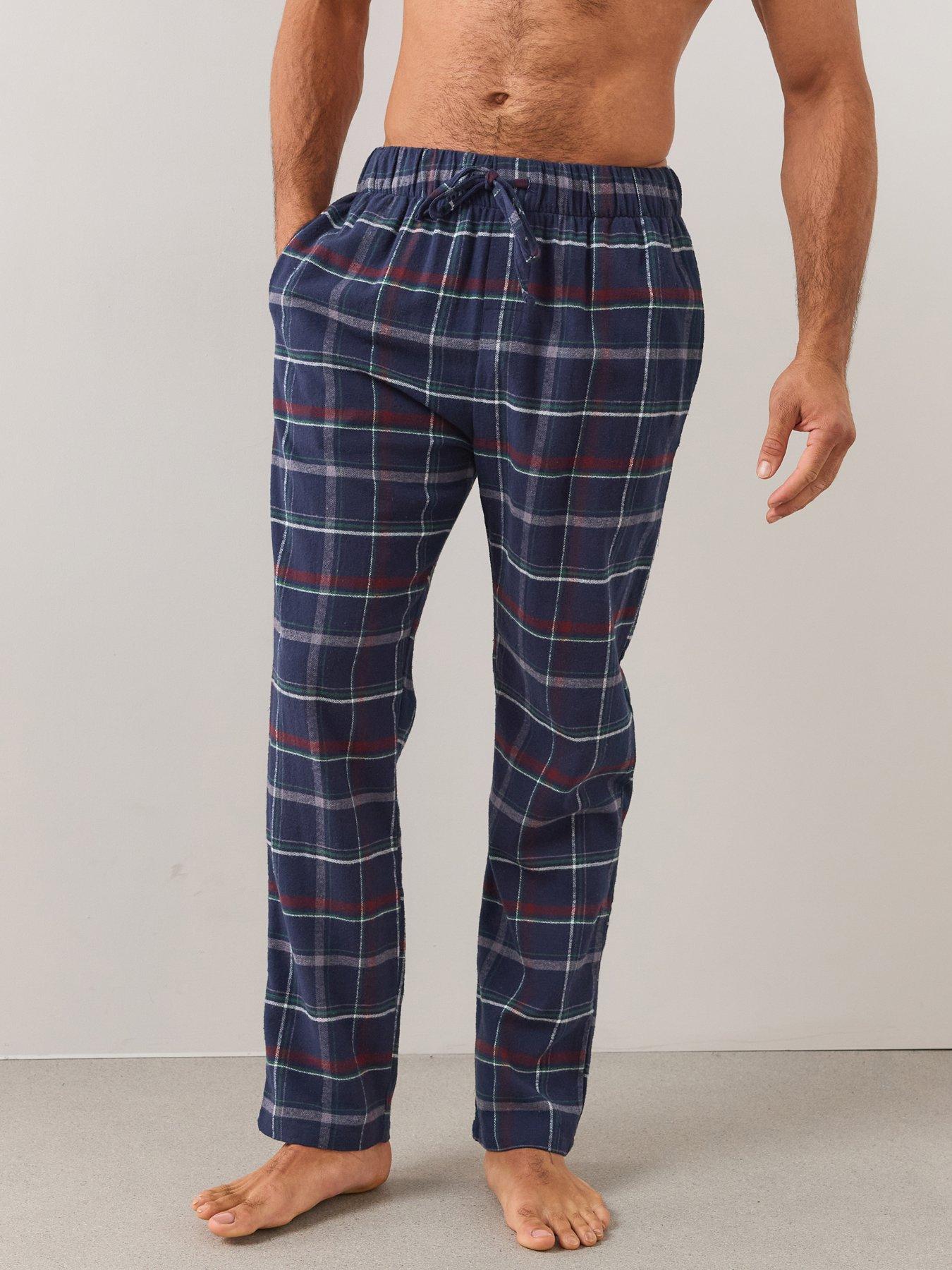 Image 7 of 7 of The Very Collection 2 Pack Soft Touch Check Lounge Bottoms - Burgundy/Navy