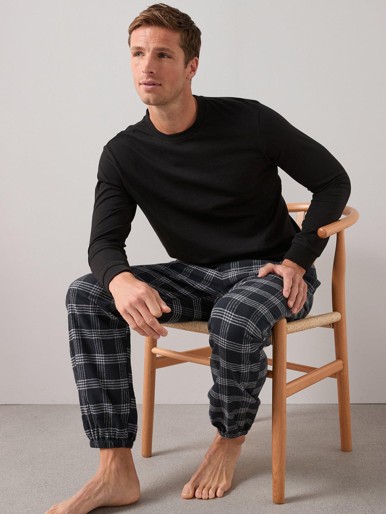 The Very Collection Soft Touch Check Crew Lounge Set - Black
