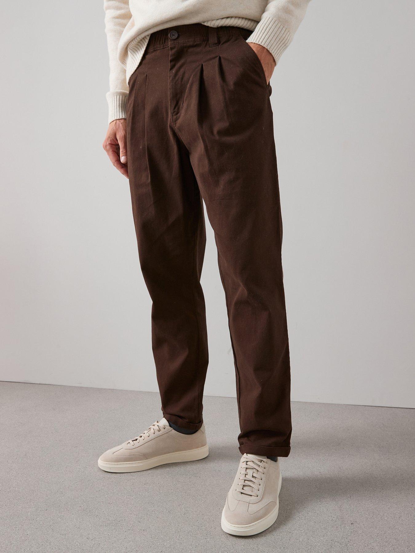 the-very-collection-pleated-tapered-trousers-brown