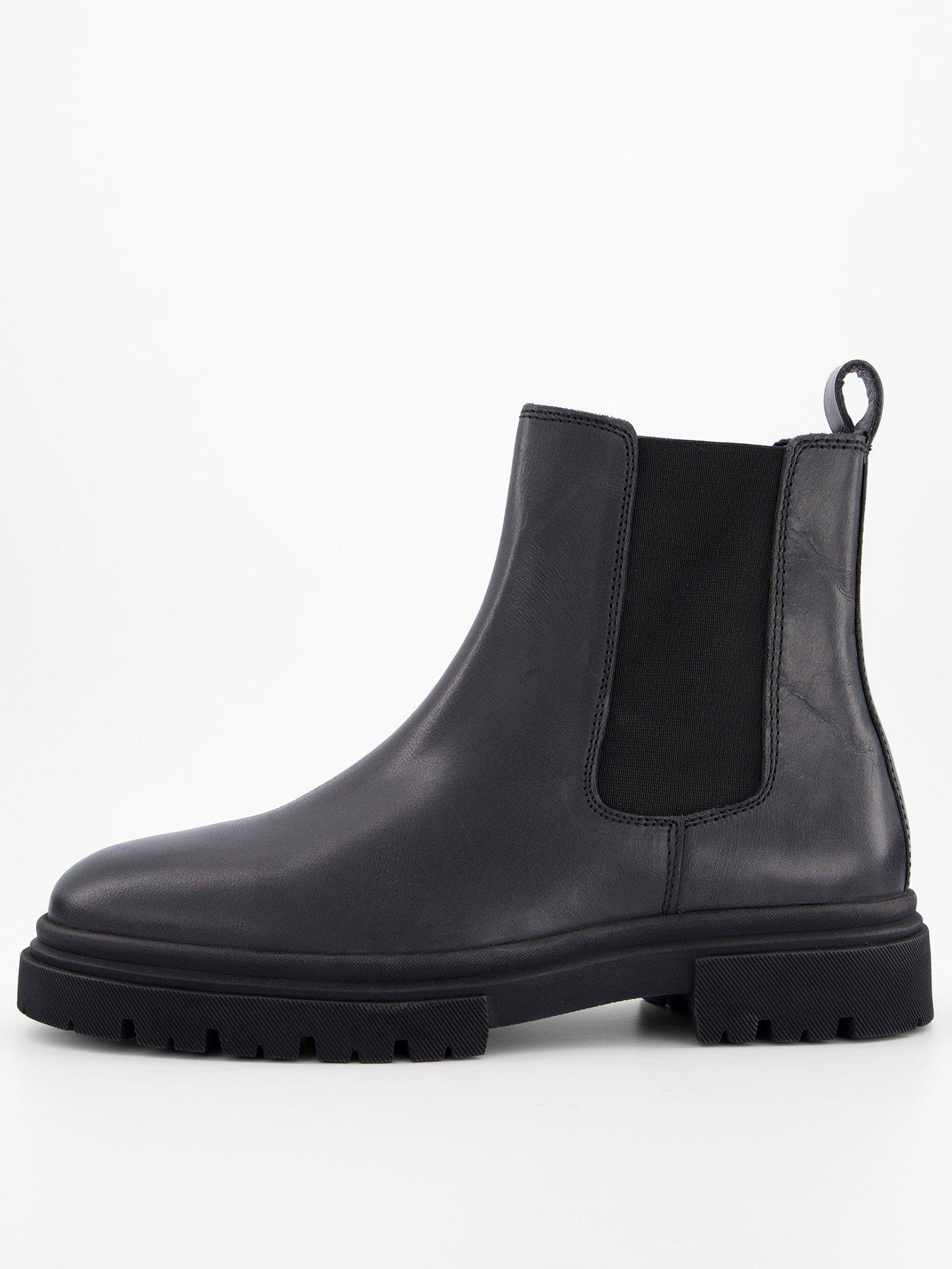 The Very Collection Leather Cleated Chelsea Boots - Black