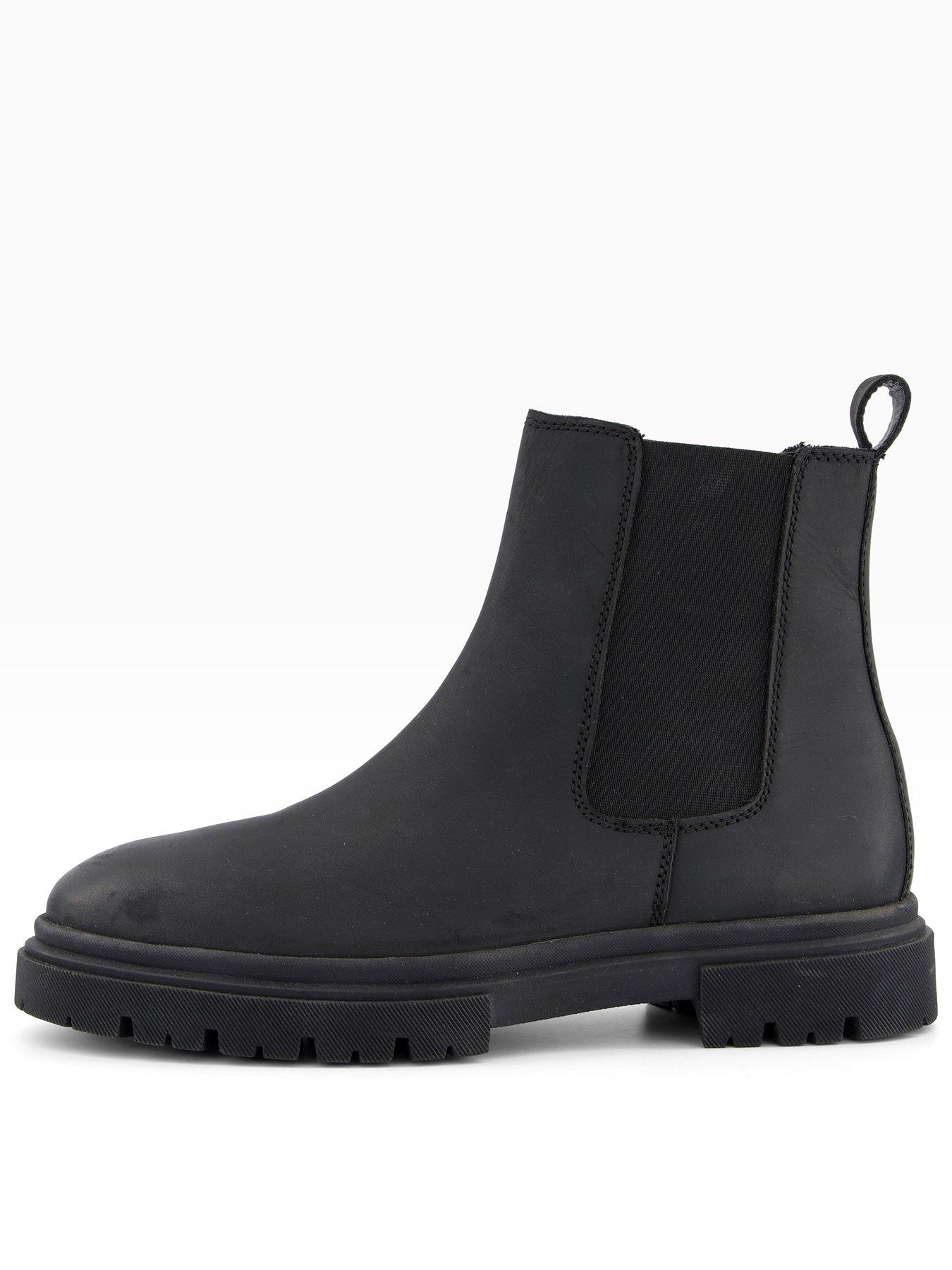 The Very Collection Nobuck Leather Cleated Chelsea Boots - Black