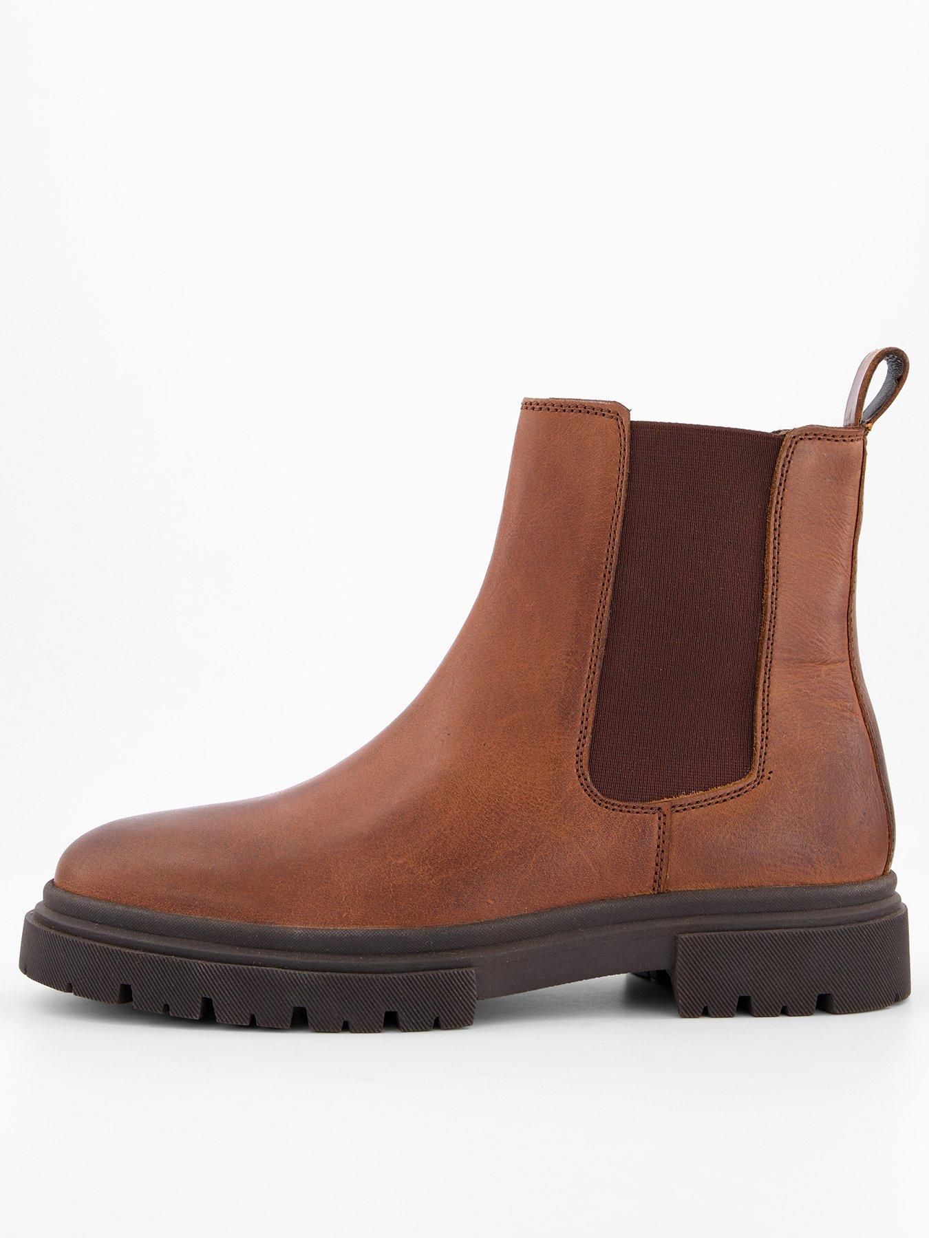 The Very Collection Mens Leather Cleated Chelsea Boots - Brown