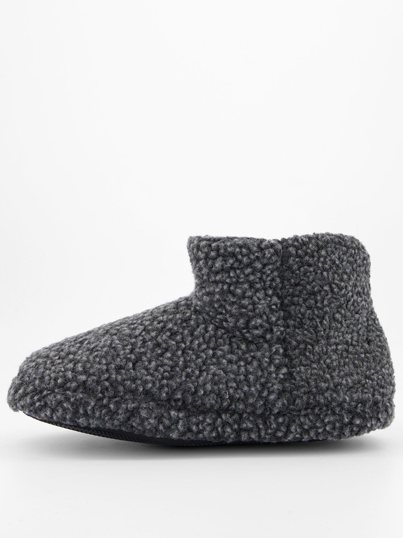 The Very Collection Borg Slipper Boot - Charcoal