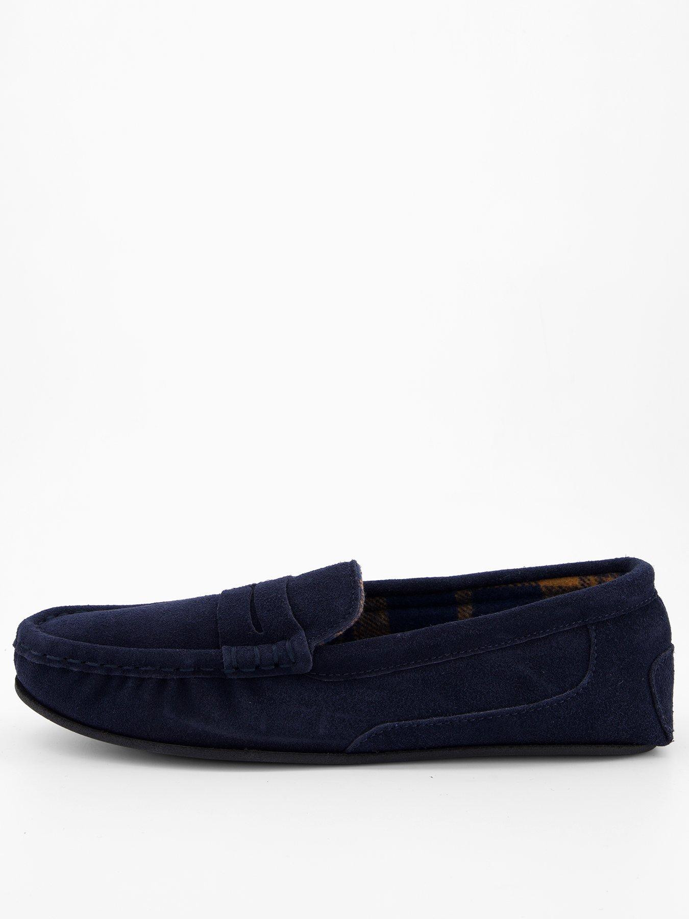 The Very Collection Suede Moccasin Slipper - Navy