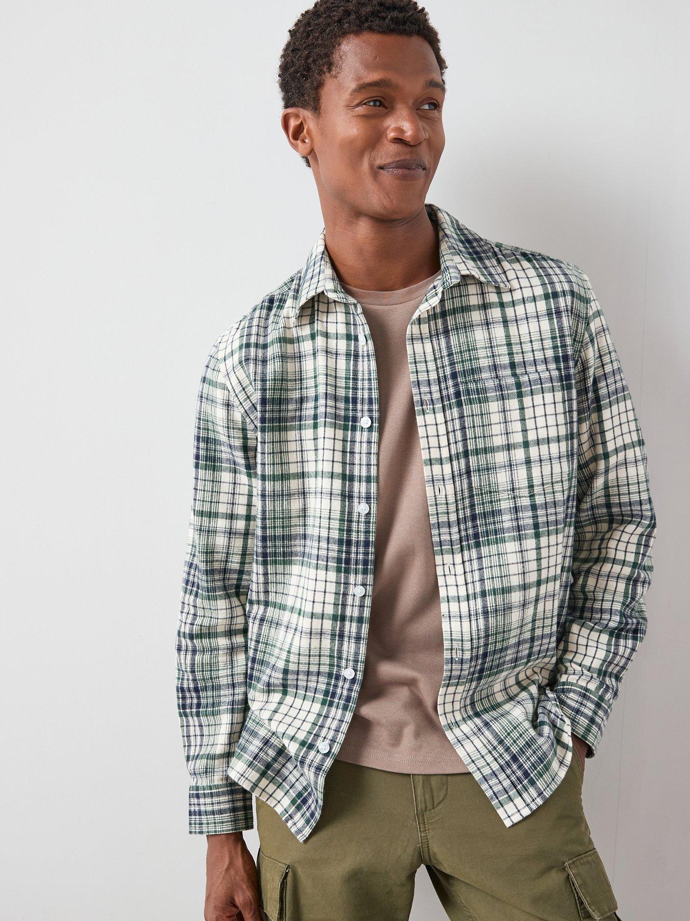 The Very Collection Brushed Cotton Check Flannel Shirt - Green