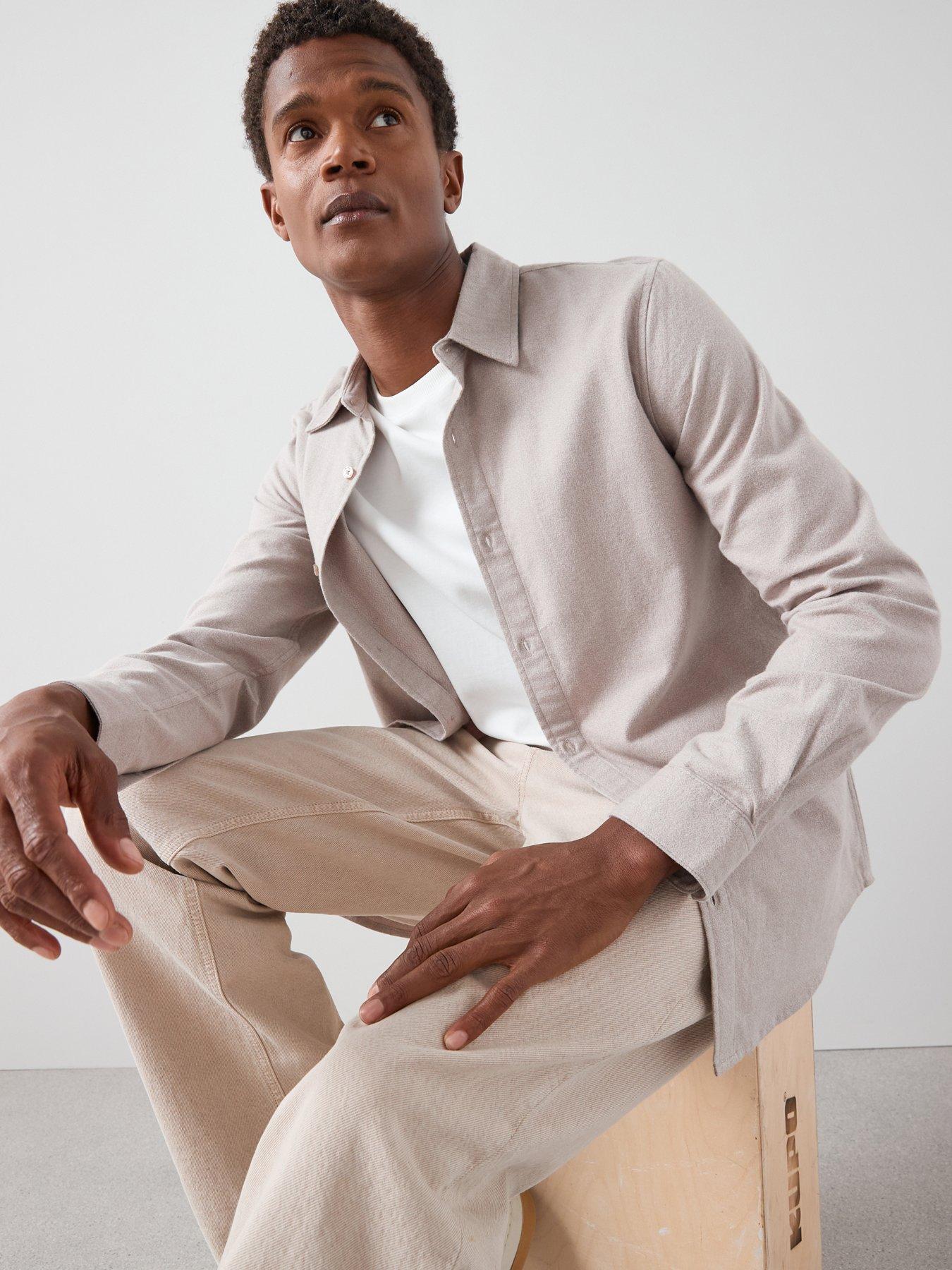 the-very-collection-pure-cotton-brushed-grindle-shirt-beige