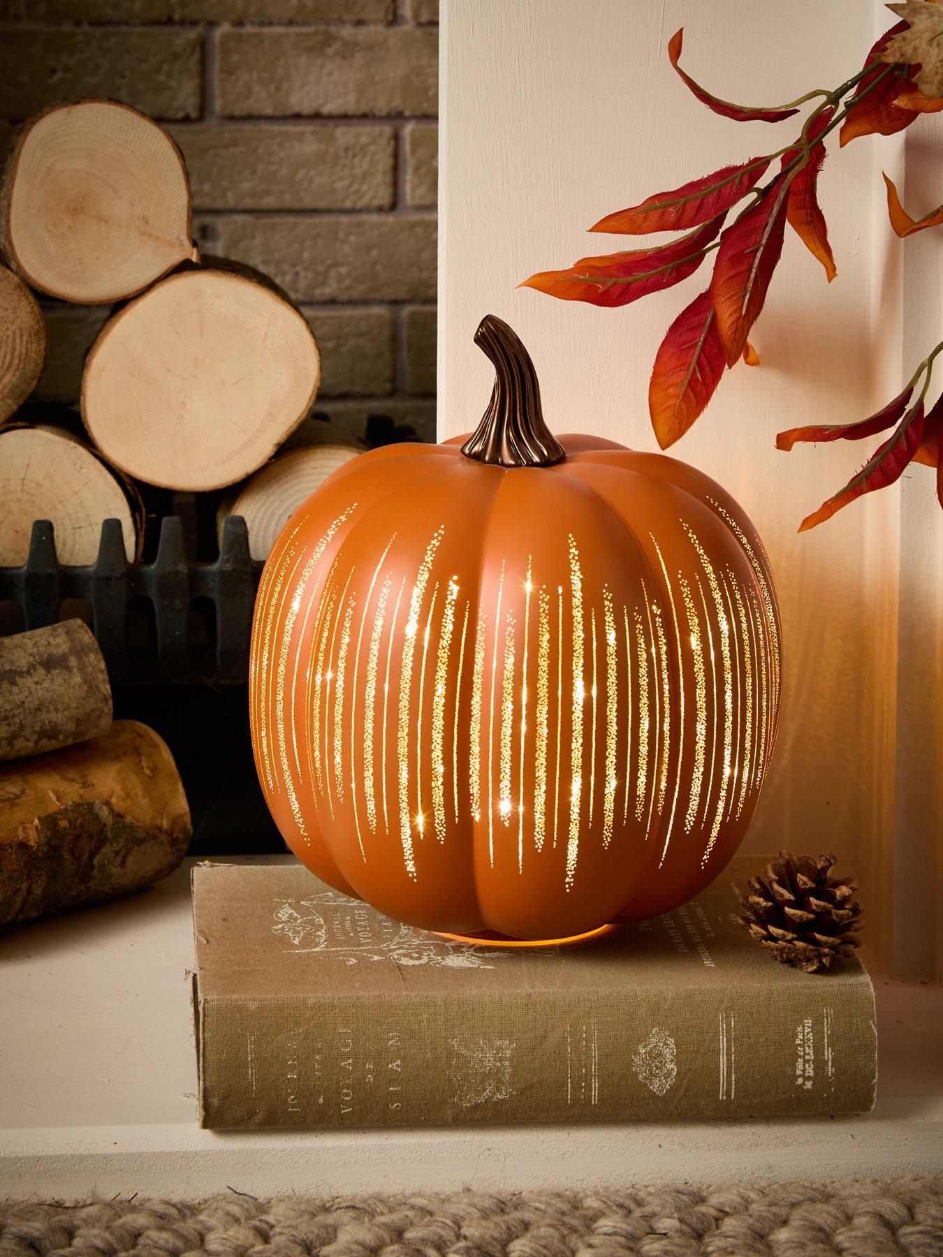 Image 1 of 7 of Very Home LED Glass Light Up Pumpkin Autumn/Halloween Decoration